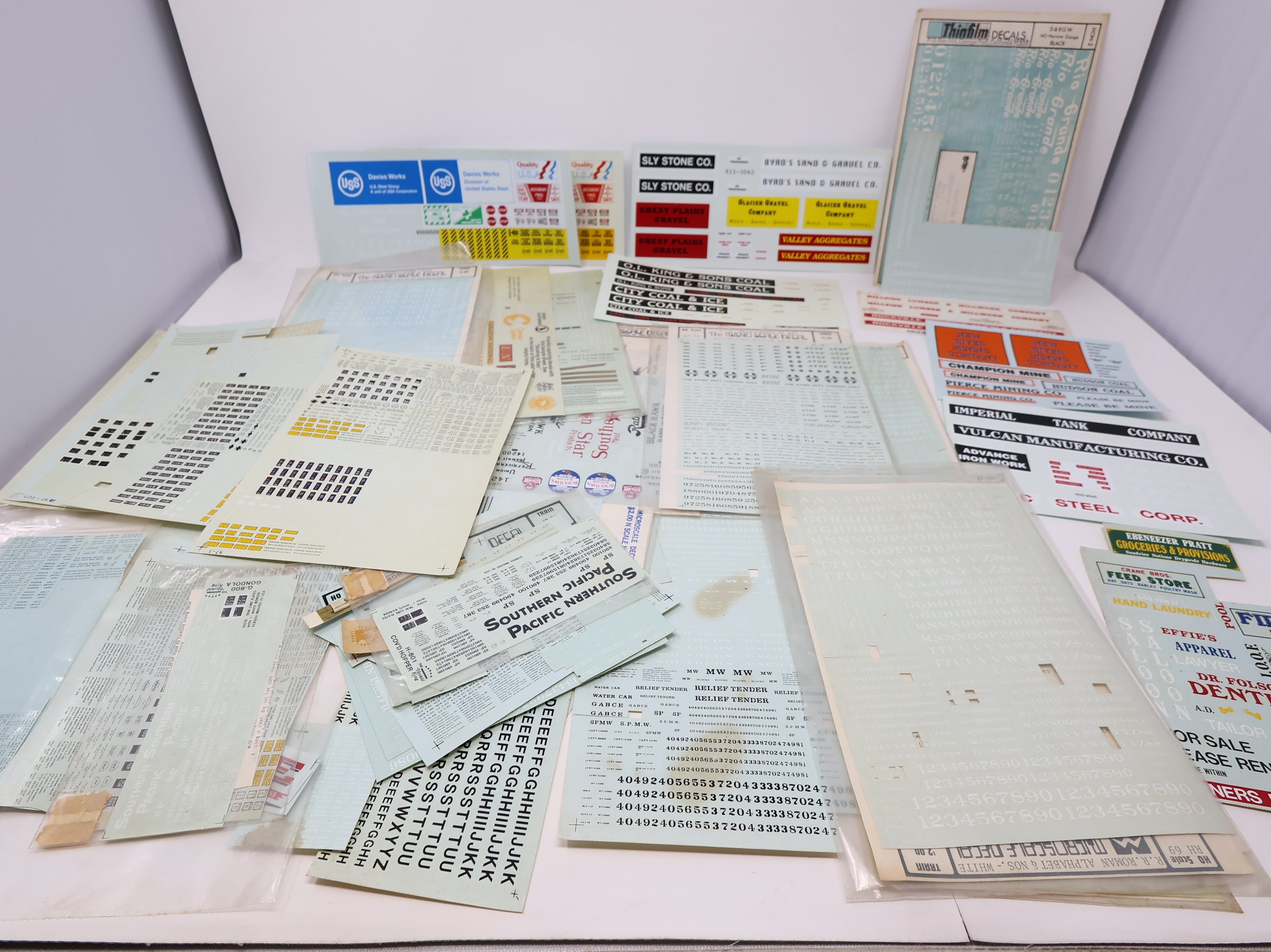 USED HO Scale Large Lot of Various Railroad Decals and Graphic Sheets