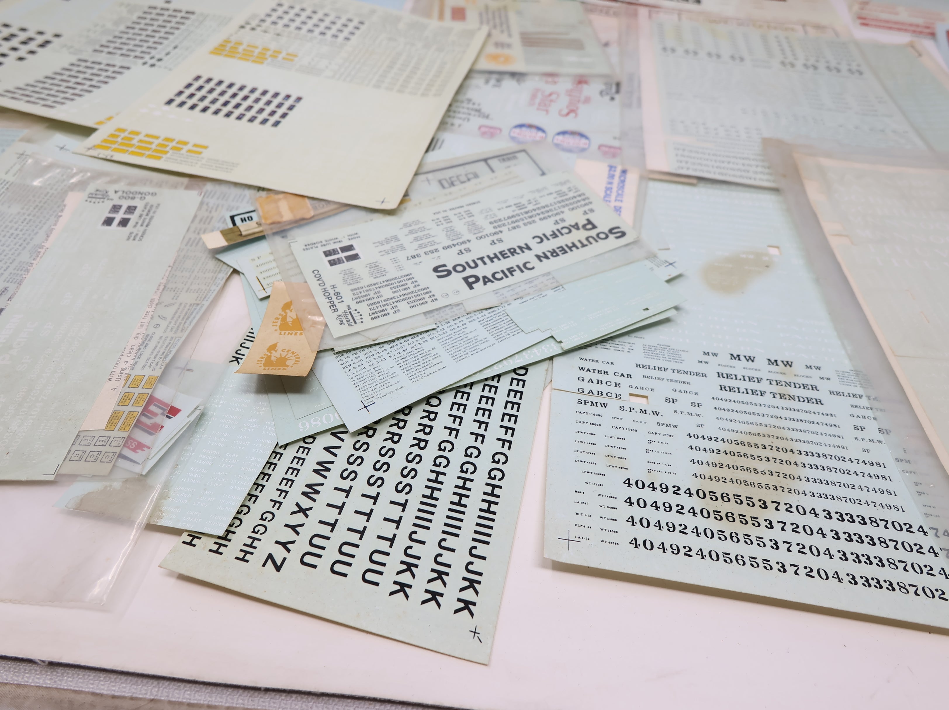 USED HO Scale Large Lot of Various Railroad Decals and Graphic Sheets