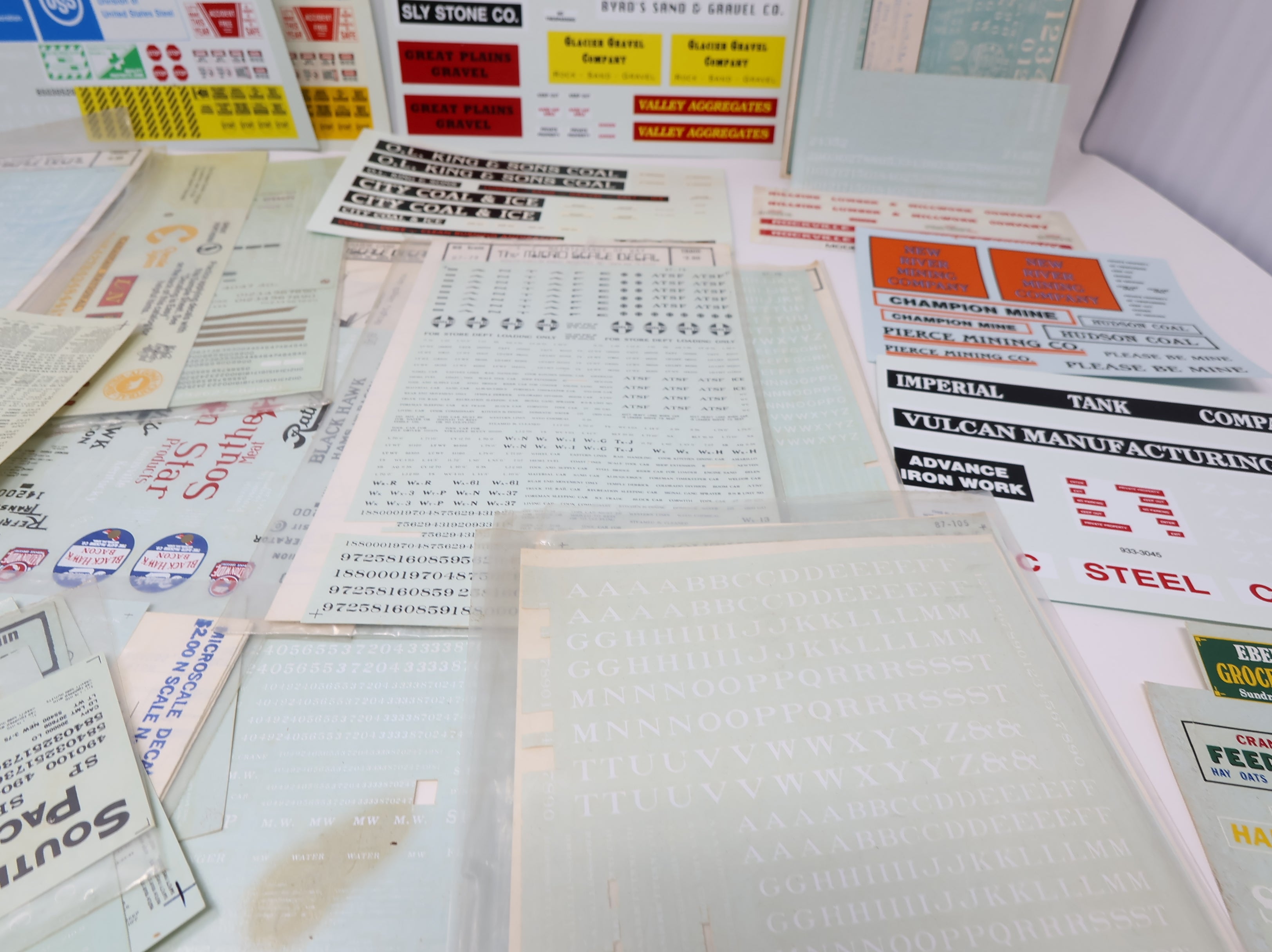 USED HO Scale Large Lot of Various Railroad Decals and Graphic Sheets