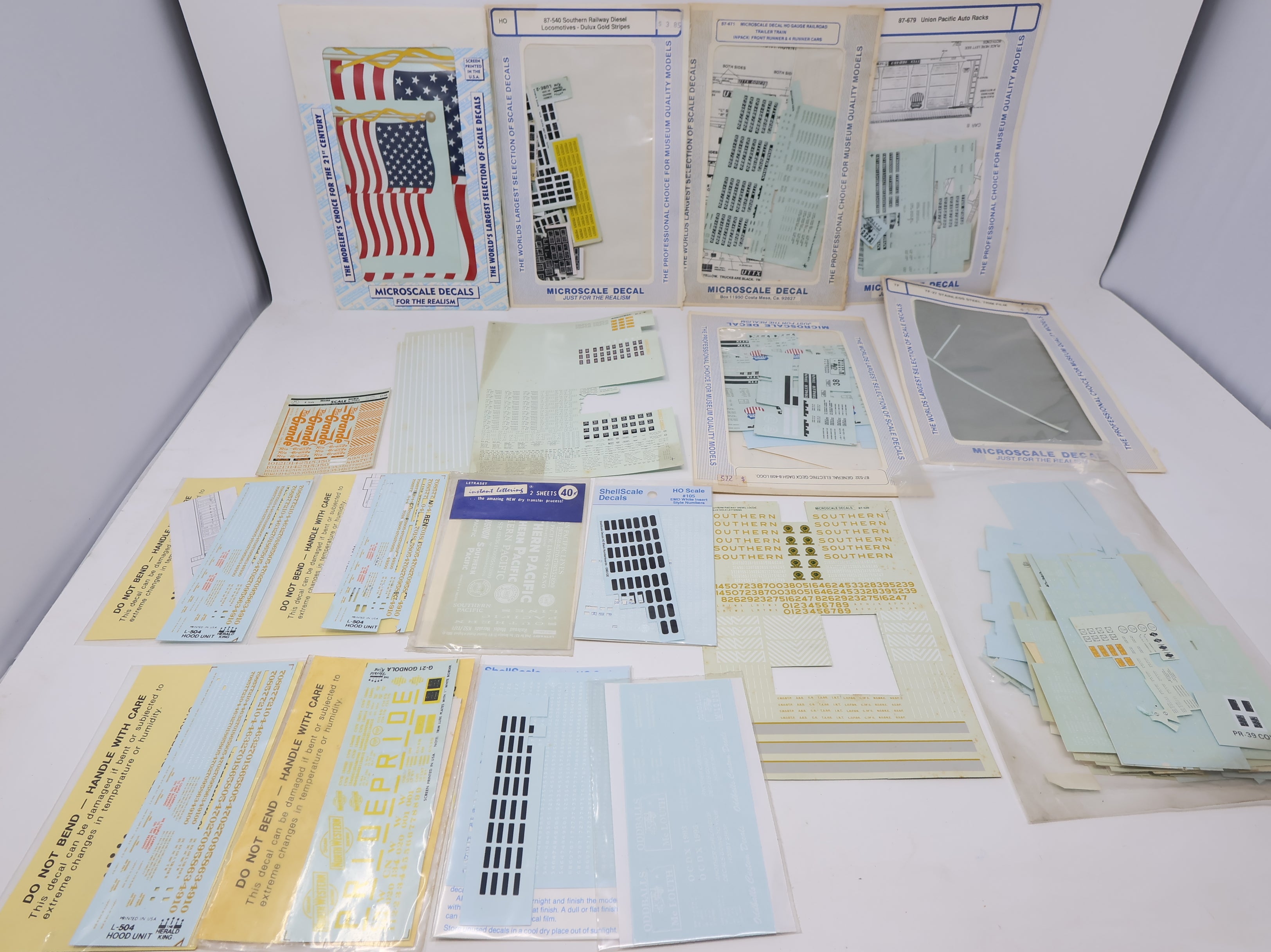 USED HO Scale Lot of Various Railroad Decals and Graphic Sheets