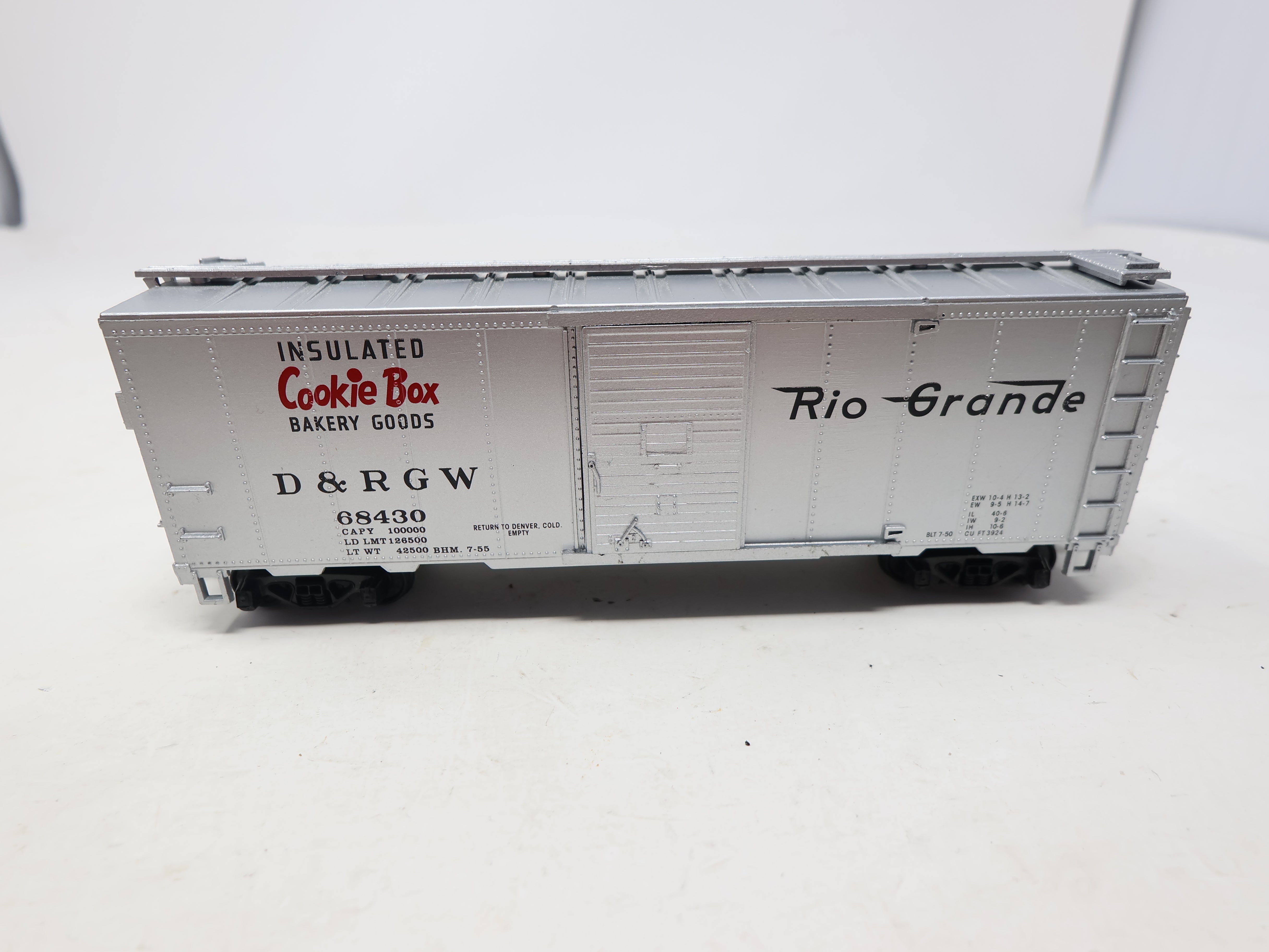 USED HO Scale, Insulated Cookie Box Bakery Good Box Car, Rio Grande D&RGW #68430