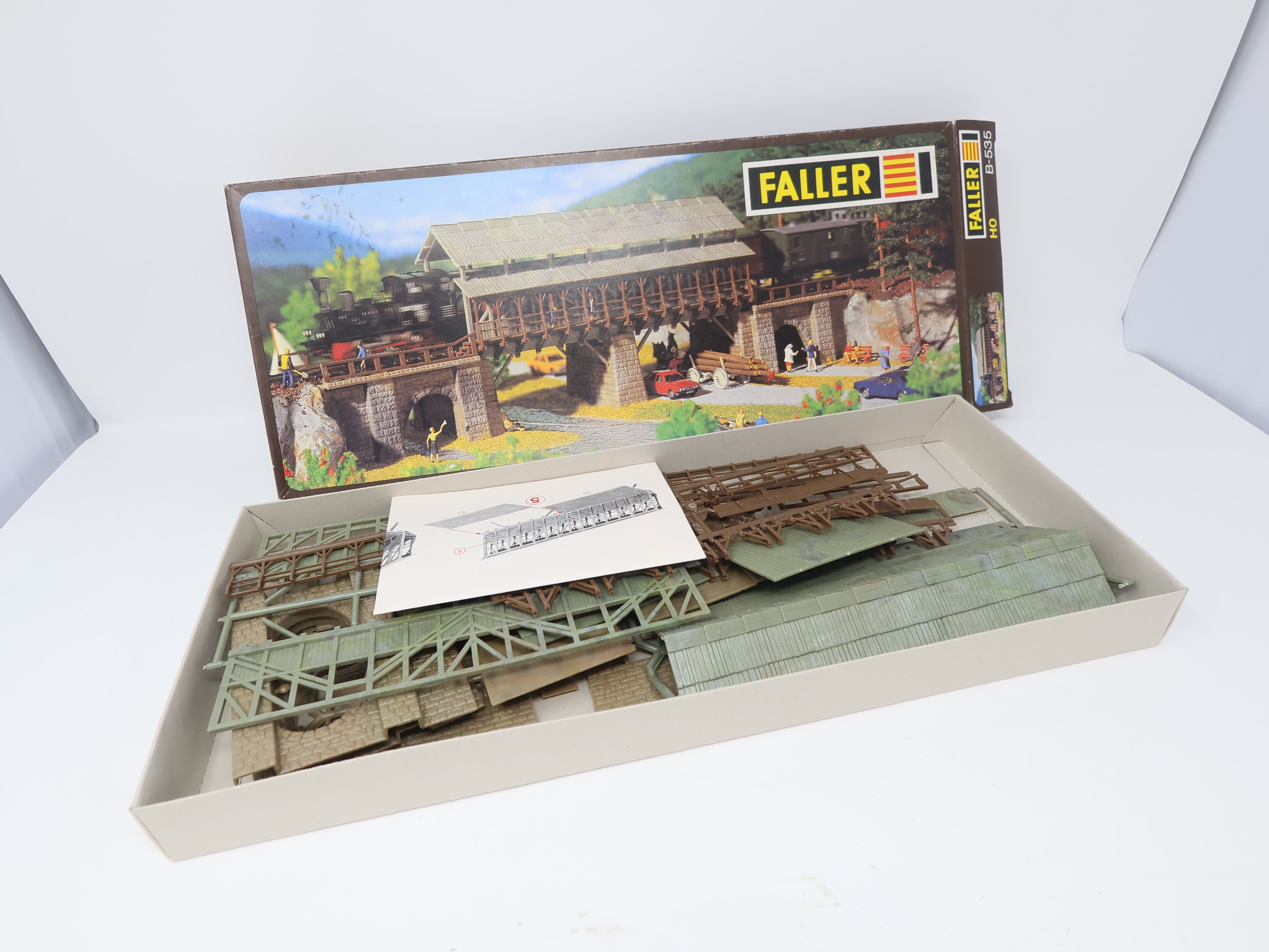 USED Faller B-535 HO Scale, Covered Wooden Bridge (KIT)