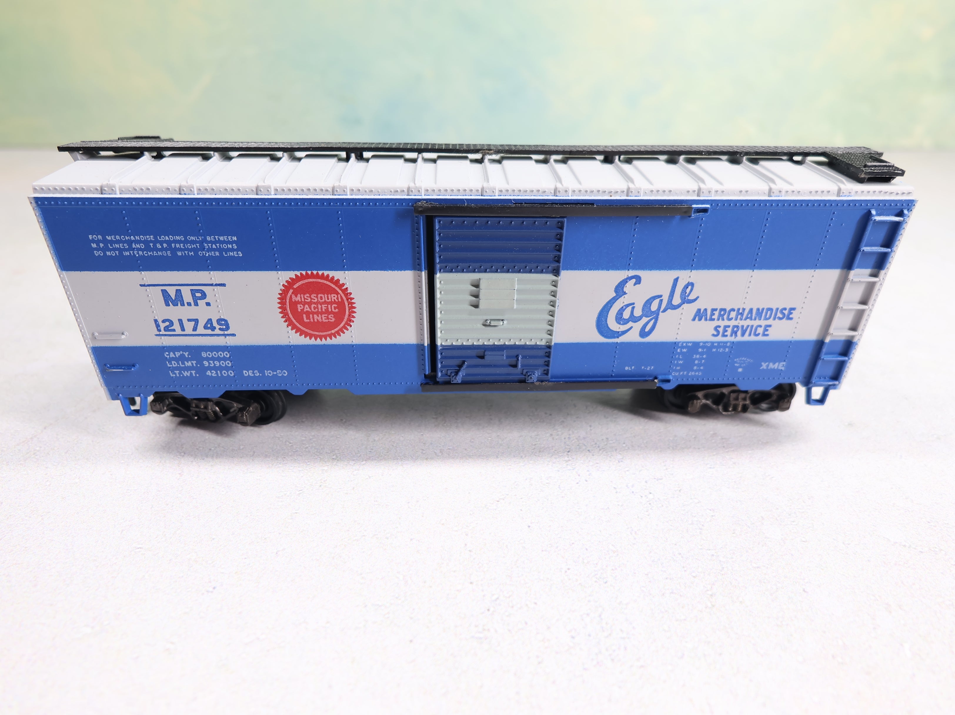 USED Athearn HO Scale 40' Steel Box Car Missouri Pacific MP #121749 Eagle Merch