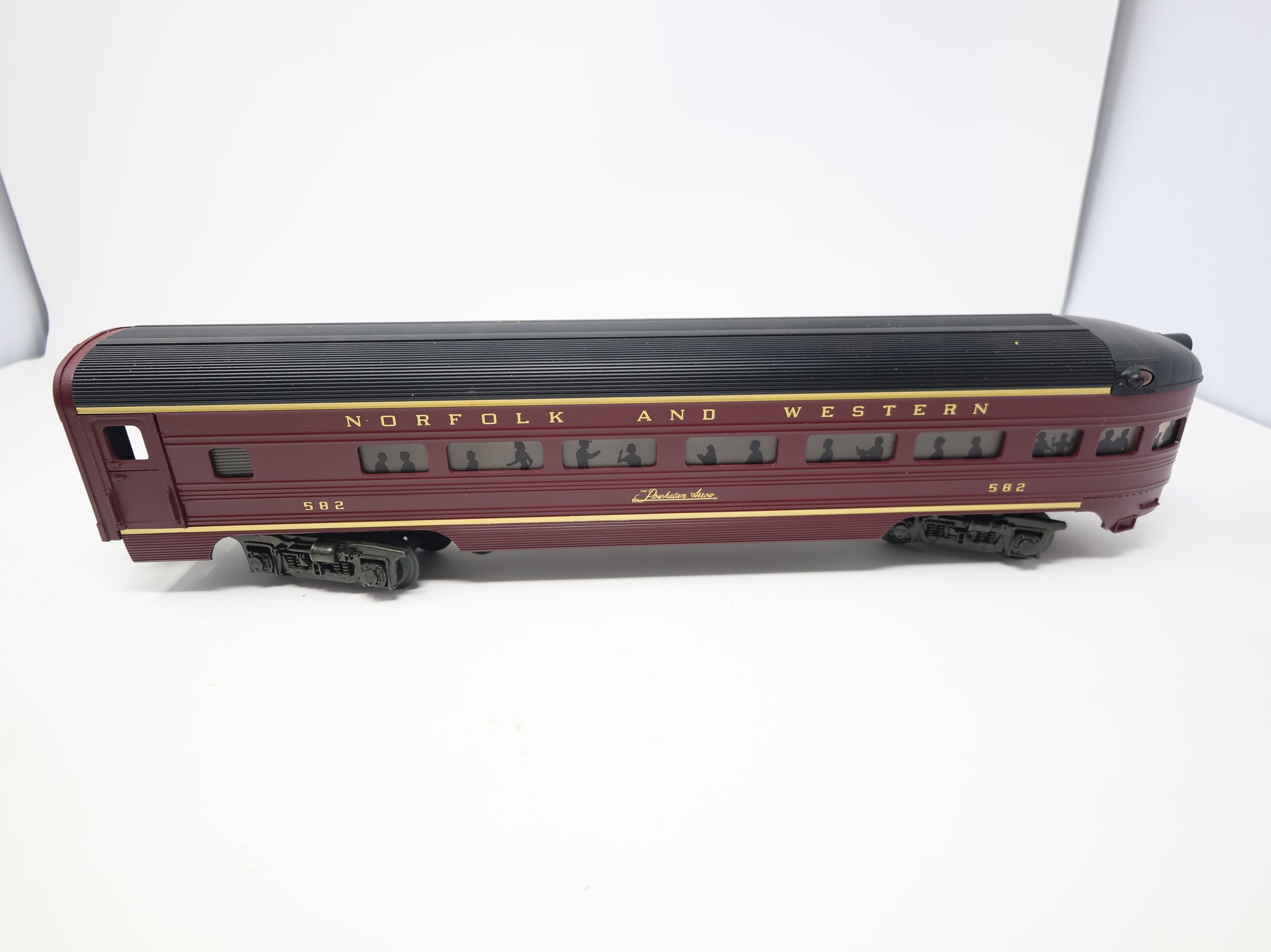 USED MTH Premier O Painted Aluminum Observation Car Norfolk & Western Powhatan #582