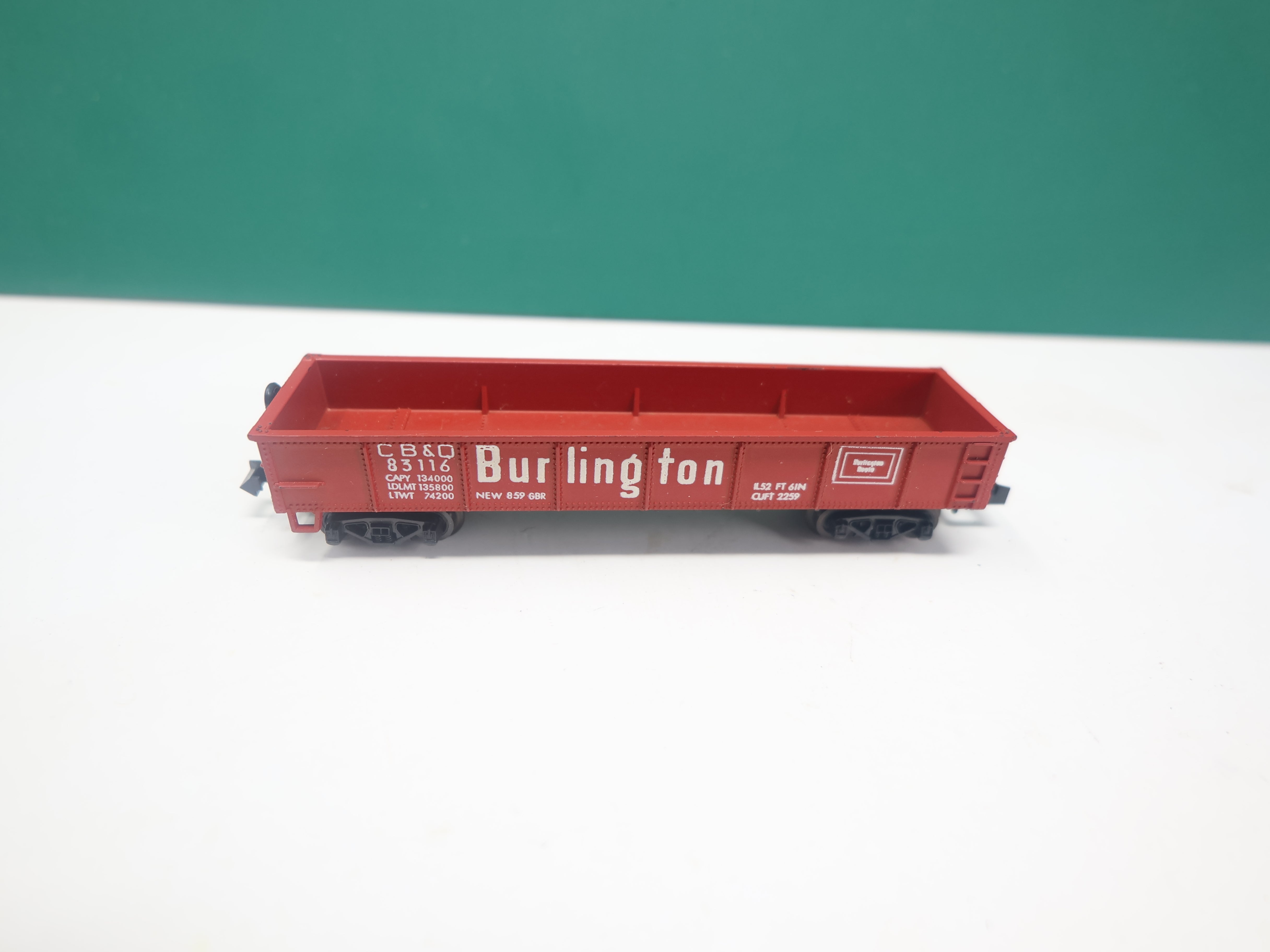 USED TRIX N Scale, Gondola, Burlington CB&Q #83116