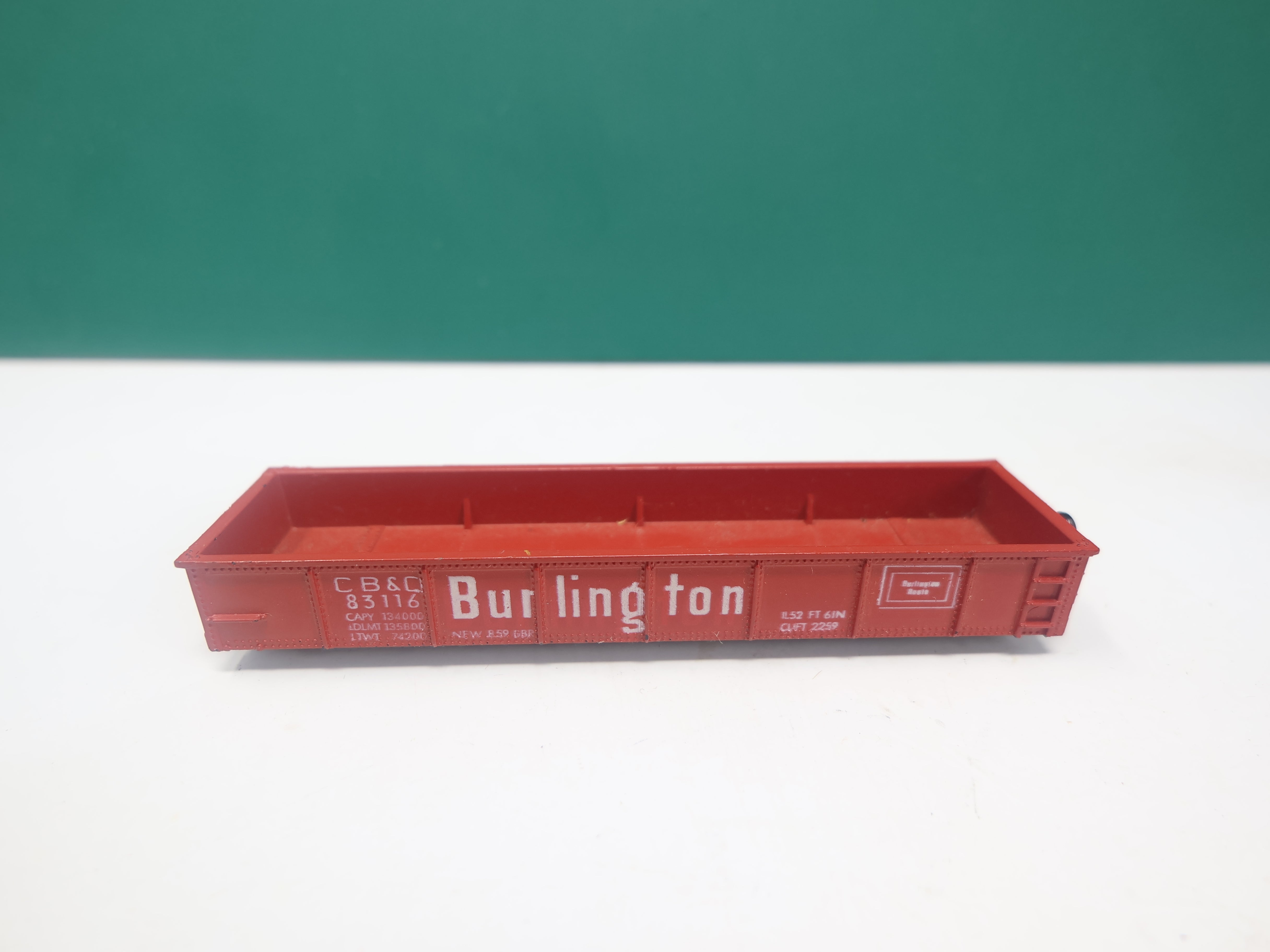 USED TRIX N Scale, Gondola, Burlington CB&Q #83116, No Trucks