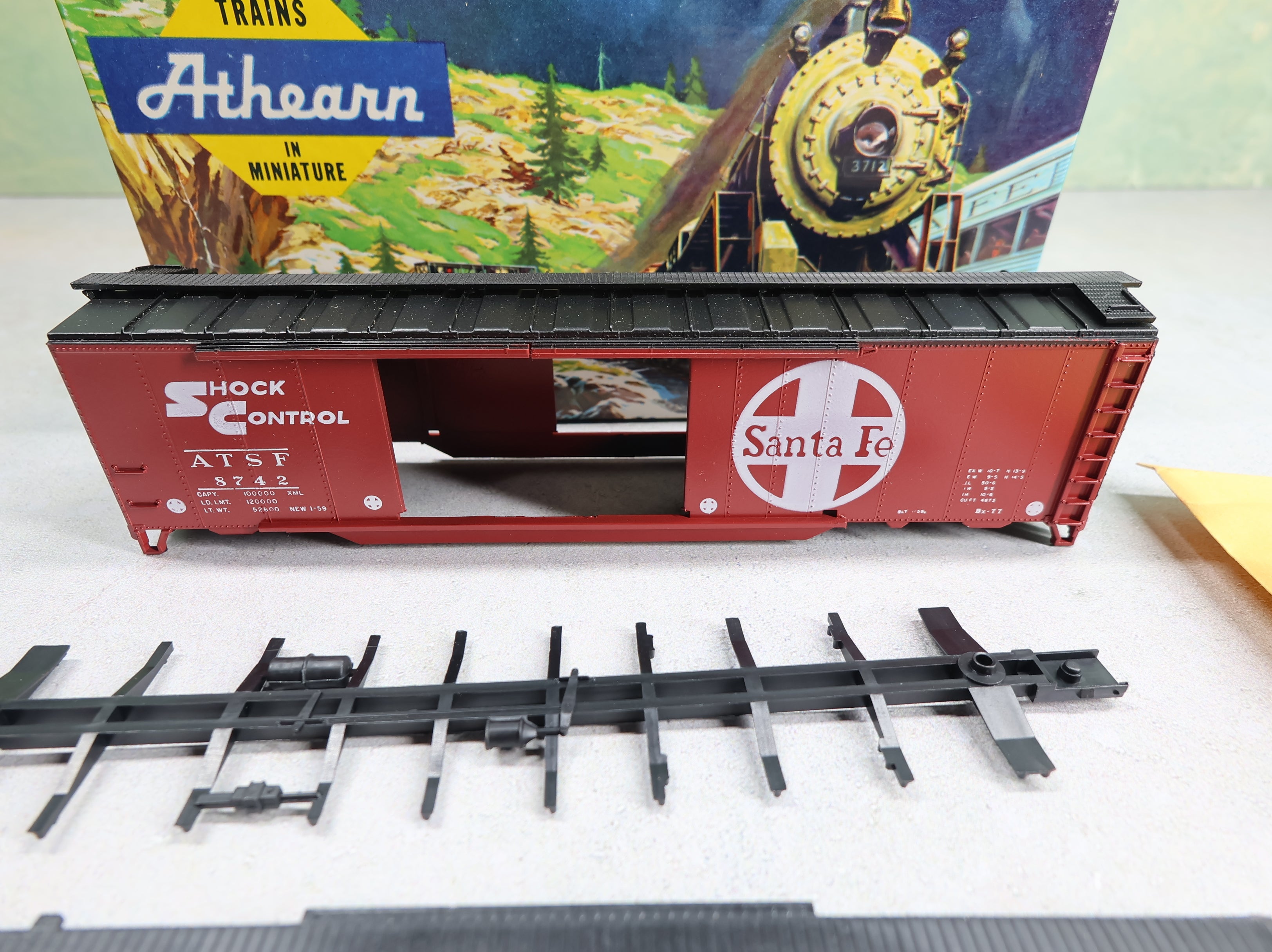 USED Athearn 1317 HO Scale 50' DD Box Car Santa Fe ATSF #8742 KIT