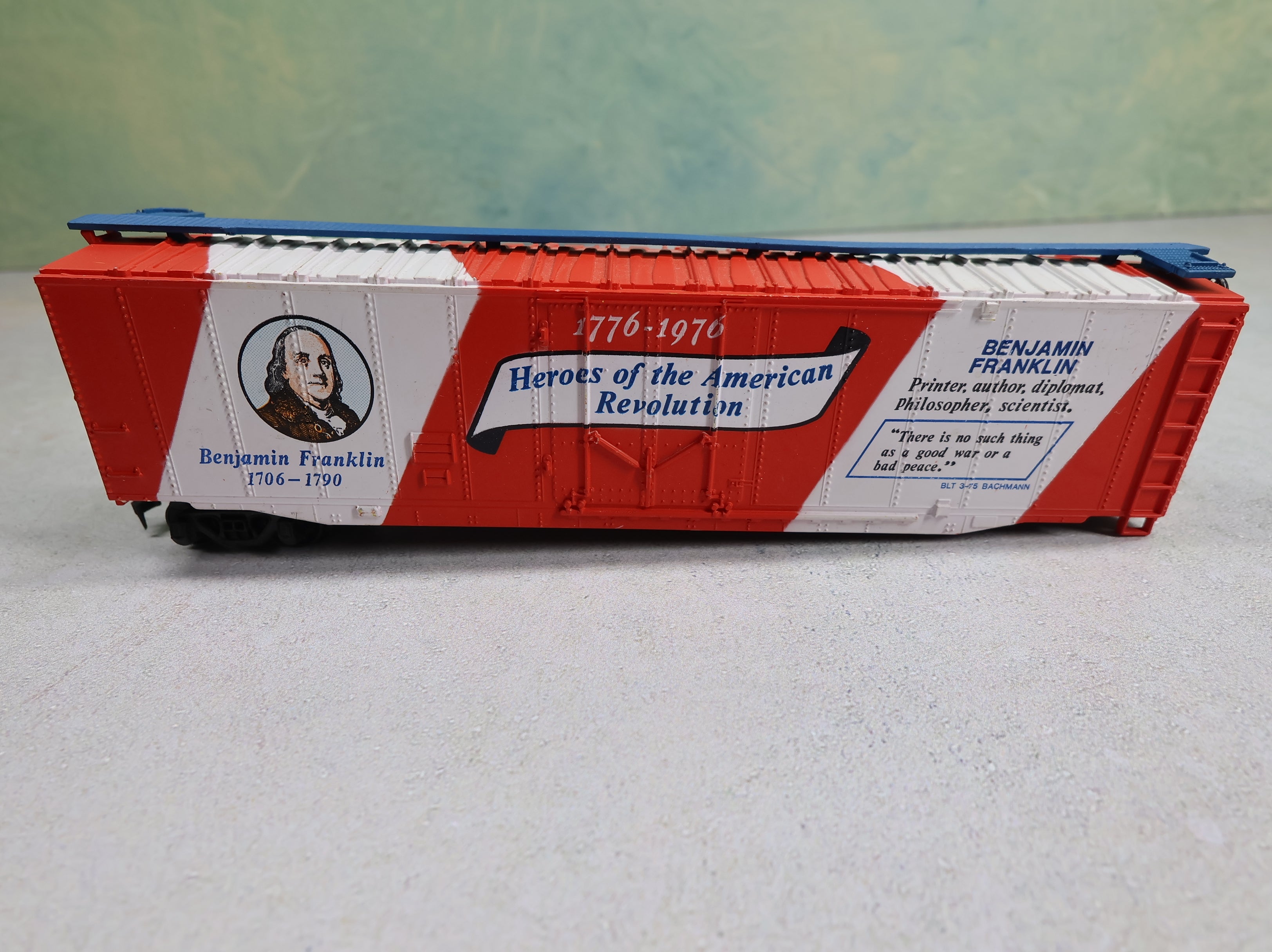 USED Bachmann HO Scale 50' Box Car Benjamin Franklin American Revolution