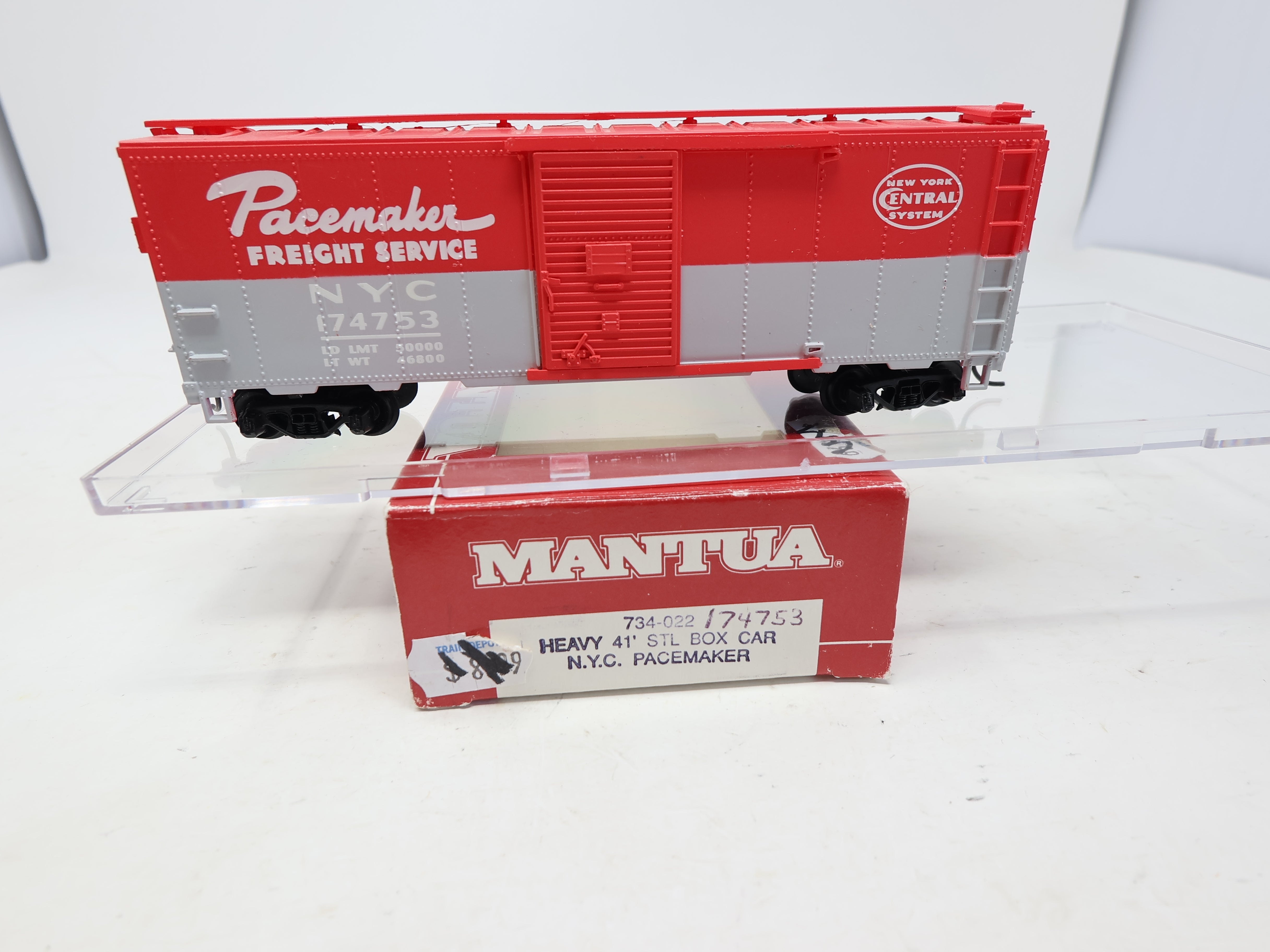 USED Mantua 734-022 HO Scale, Heavy 41' STL Box Car, New York Central NYC #174753, Pacemaker