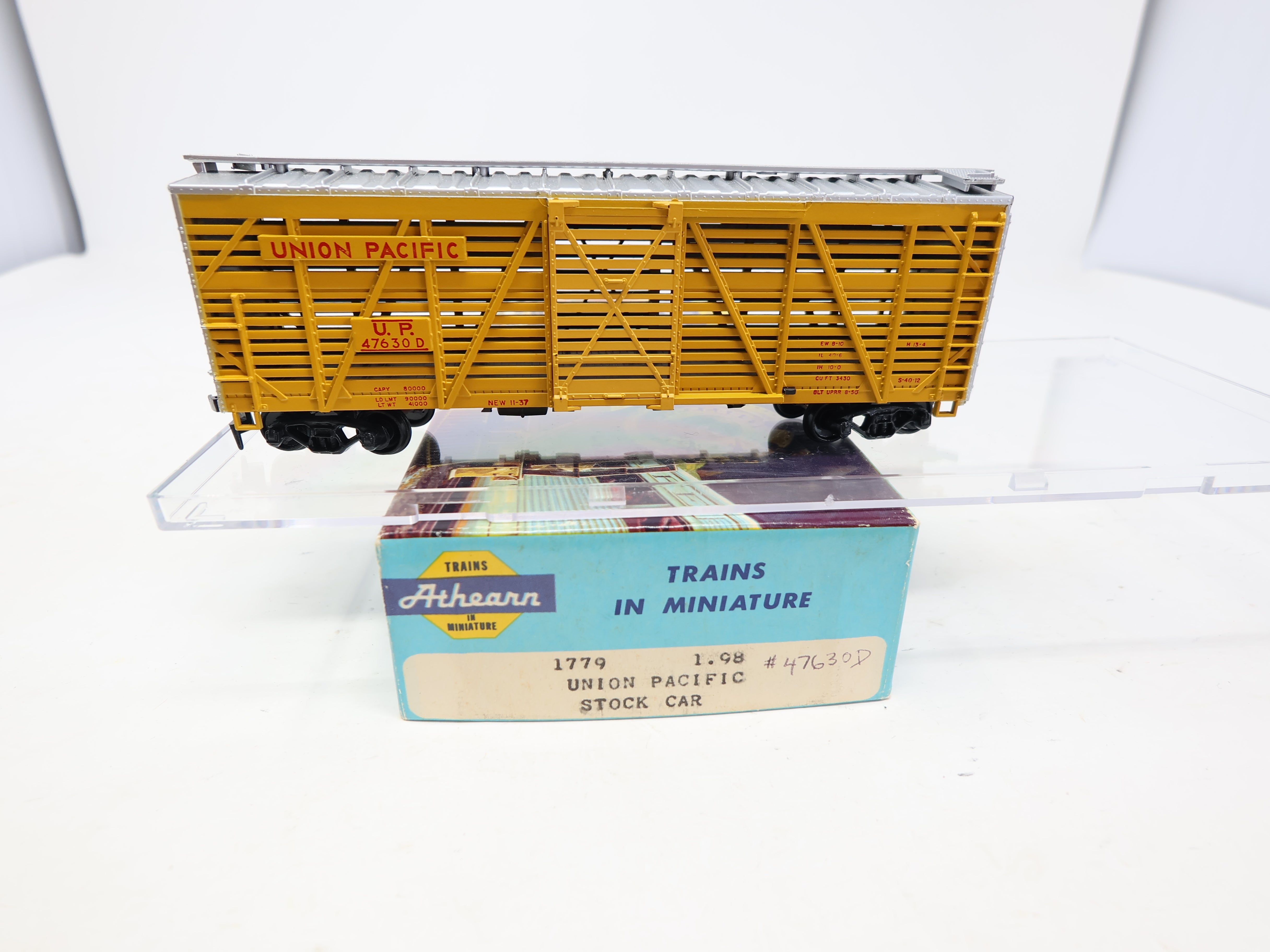 USED Athearn 1779 HO Scale, Stock Car, Union Pacific UP #47630D