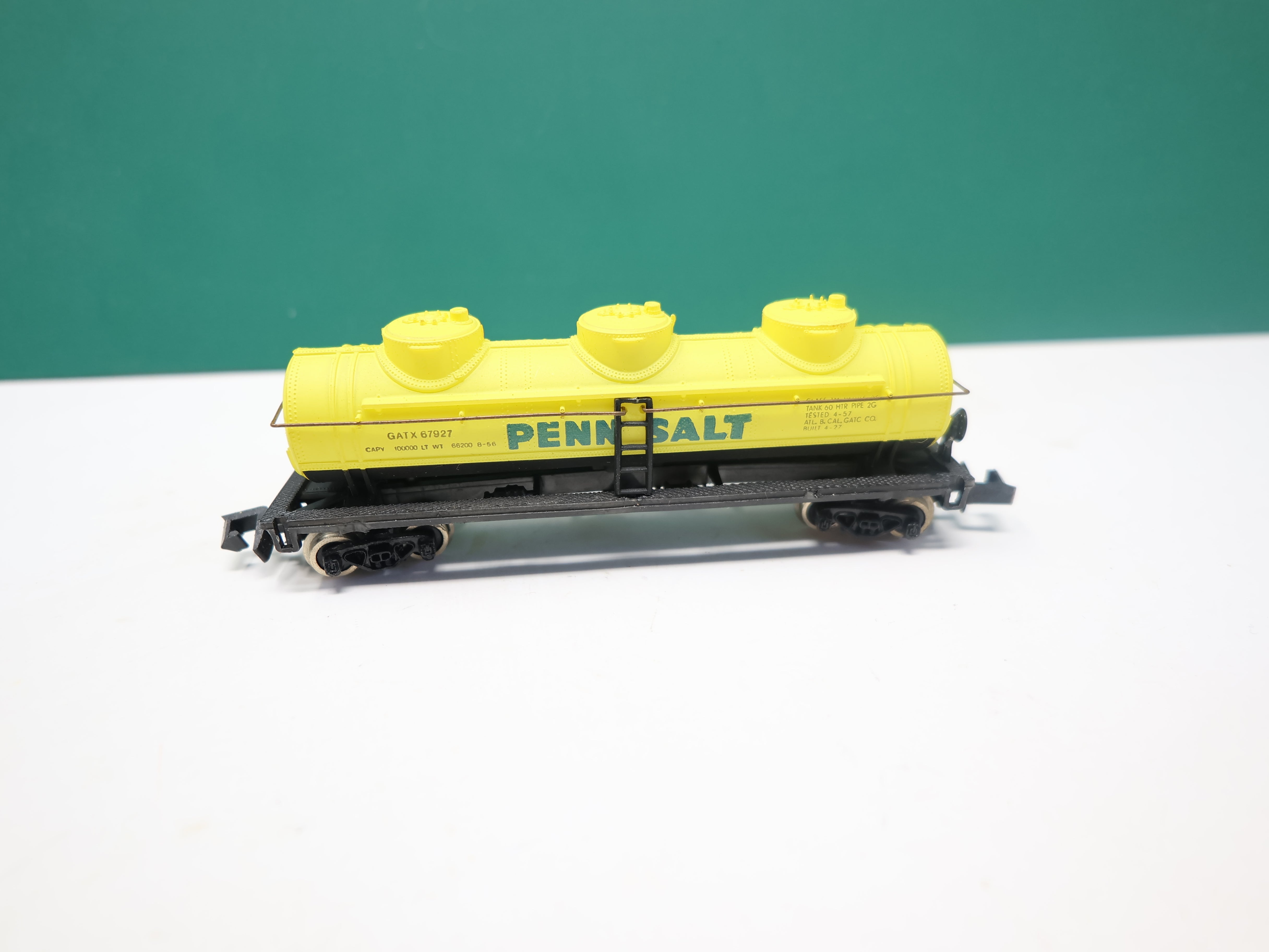 USED Bachmann N Scale, Triple Dome Tank Car, Penn Salt GATX #67927