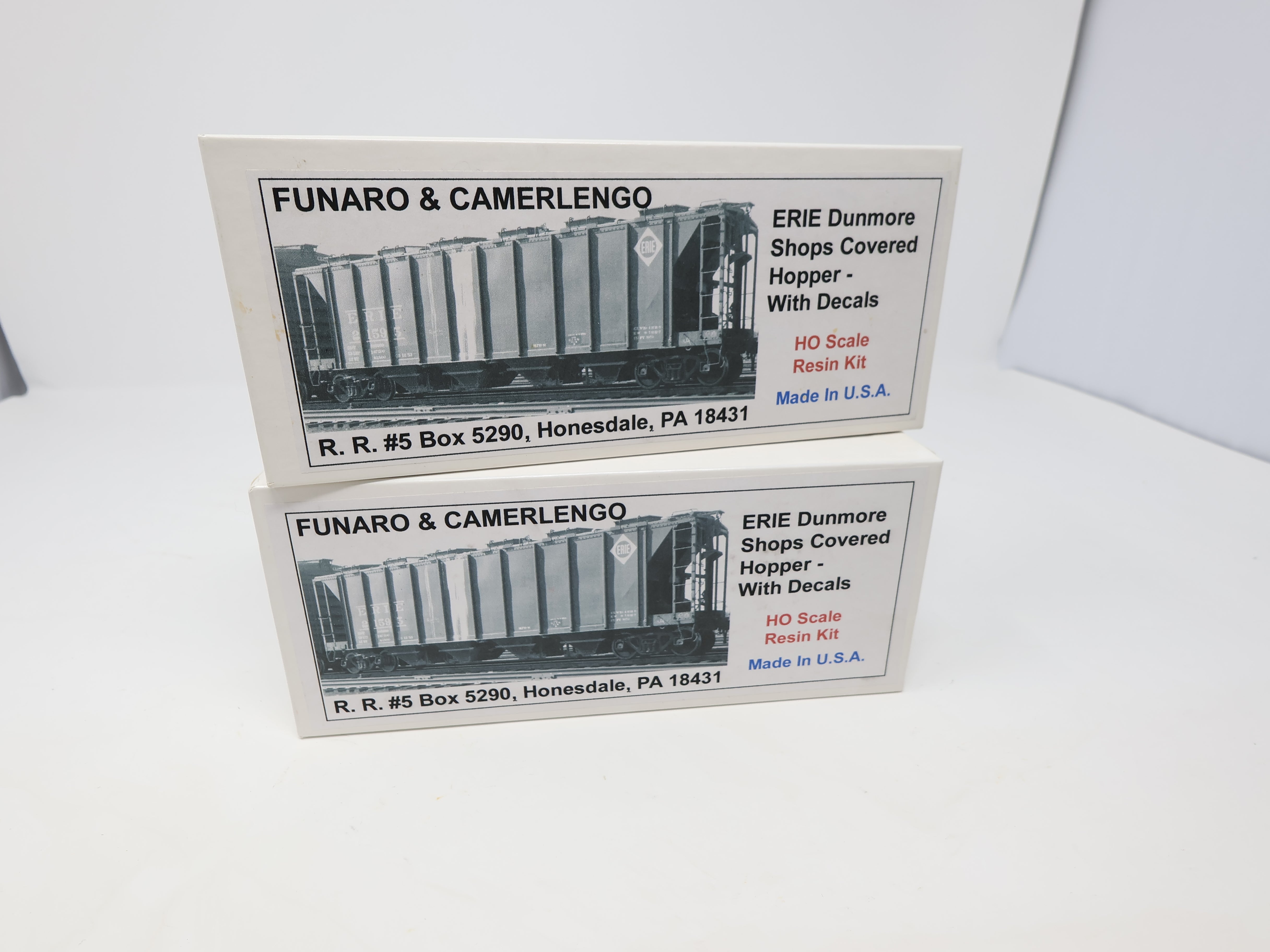 USED Funaro & Camerlengo HO Scale, Lot of 2 Dunmore Shops Covered Hoppers, Erie (KIT)