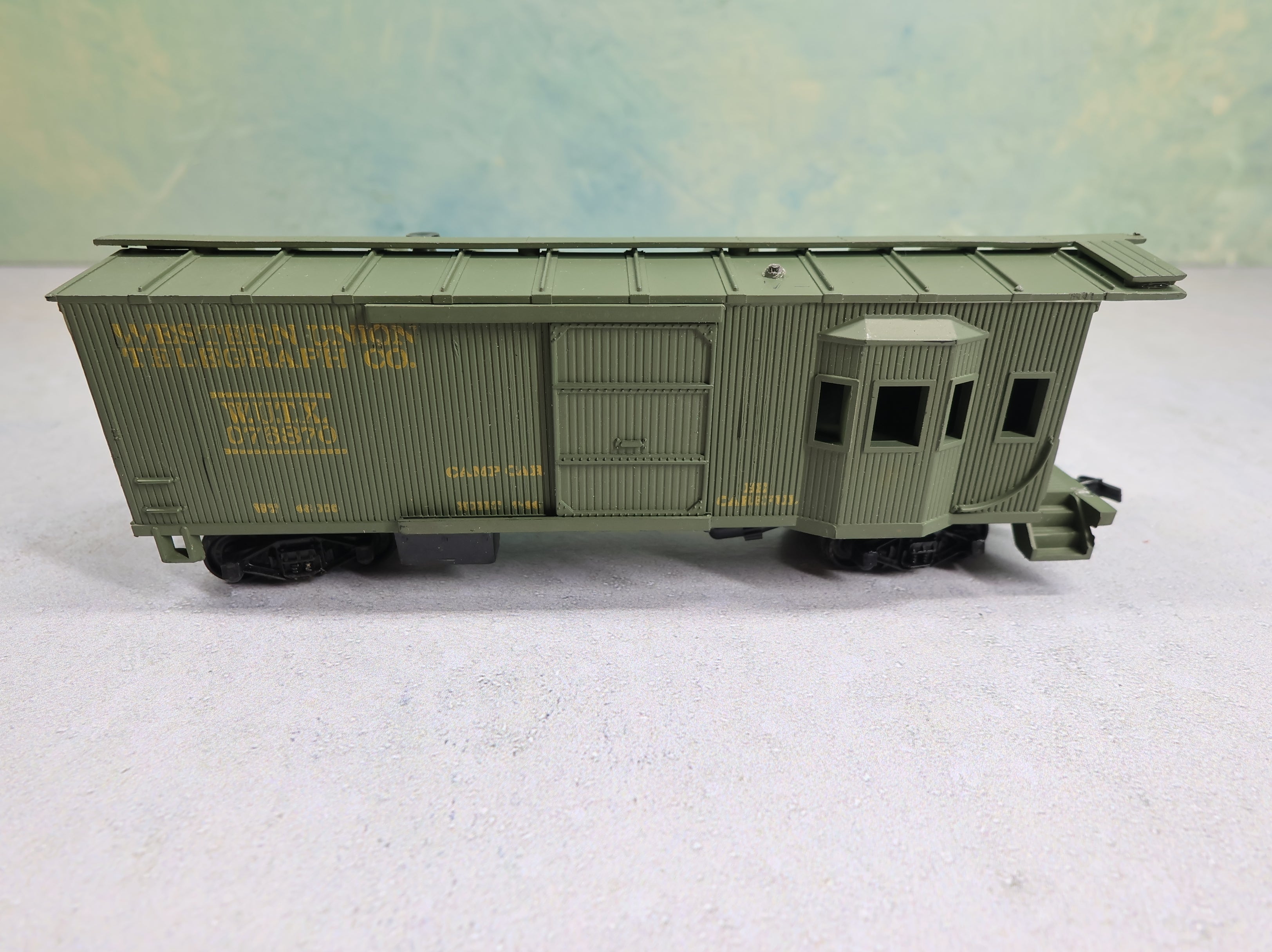 USED TRAIN MINIATURE HO Scale MOW Tool Car w/ Bay Window Western Union Telegraph Co #076870