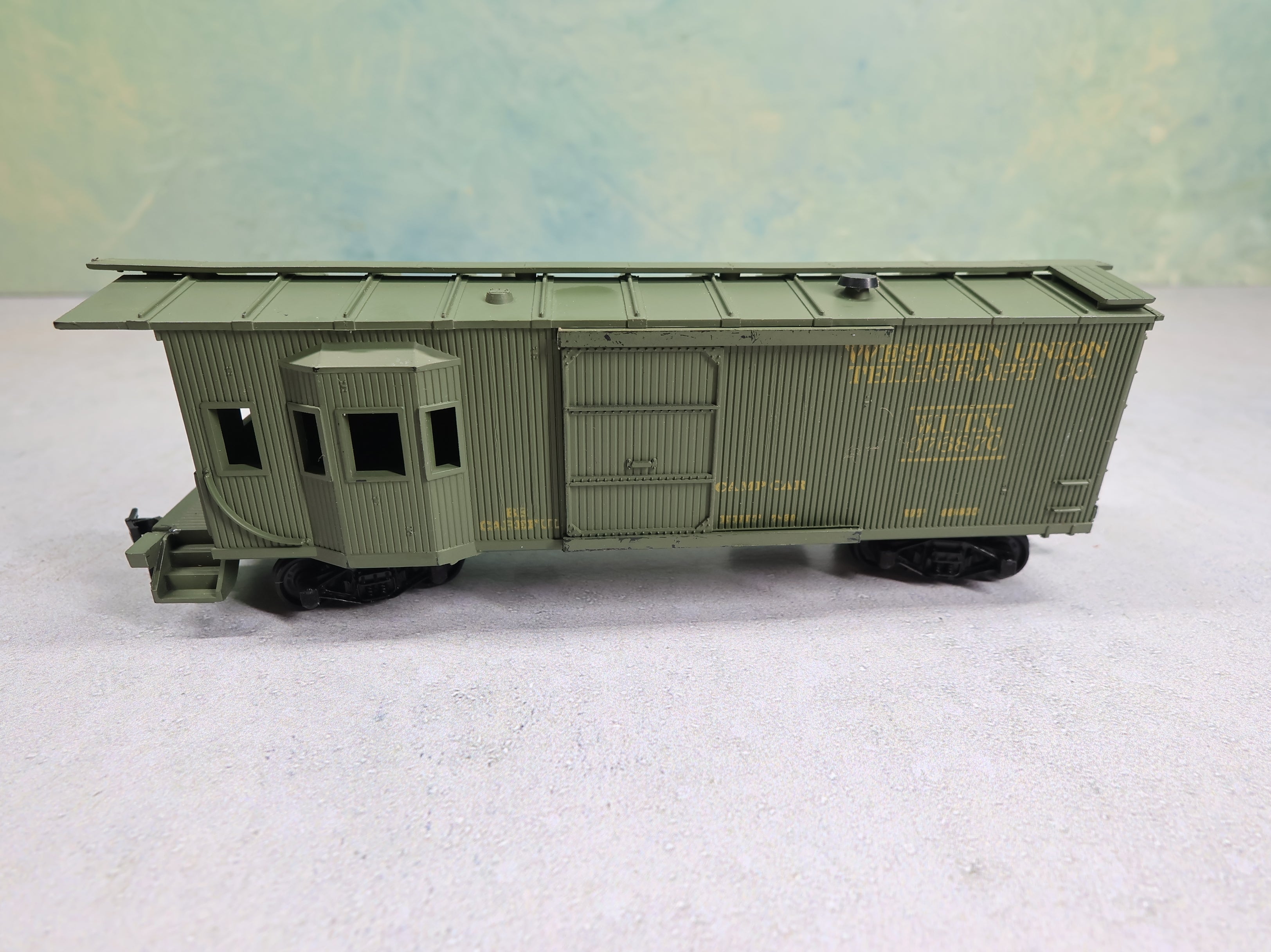 USED TRAIN MINIATURE HO Scale MOW Tool Car w/ Bay Window Western Union Telegraph Co #076870