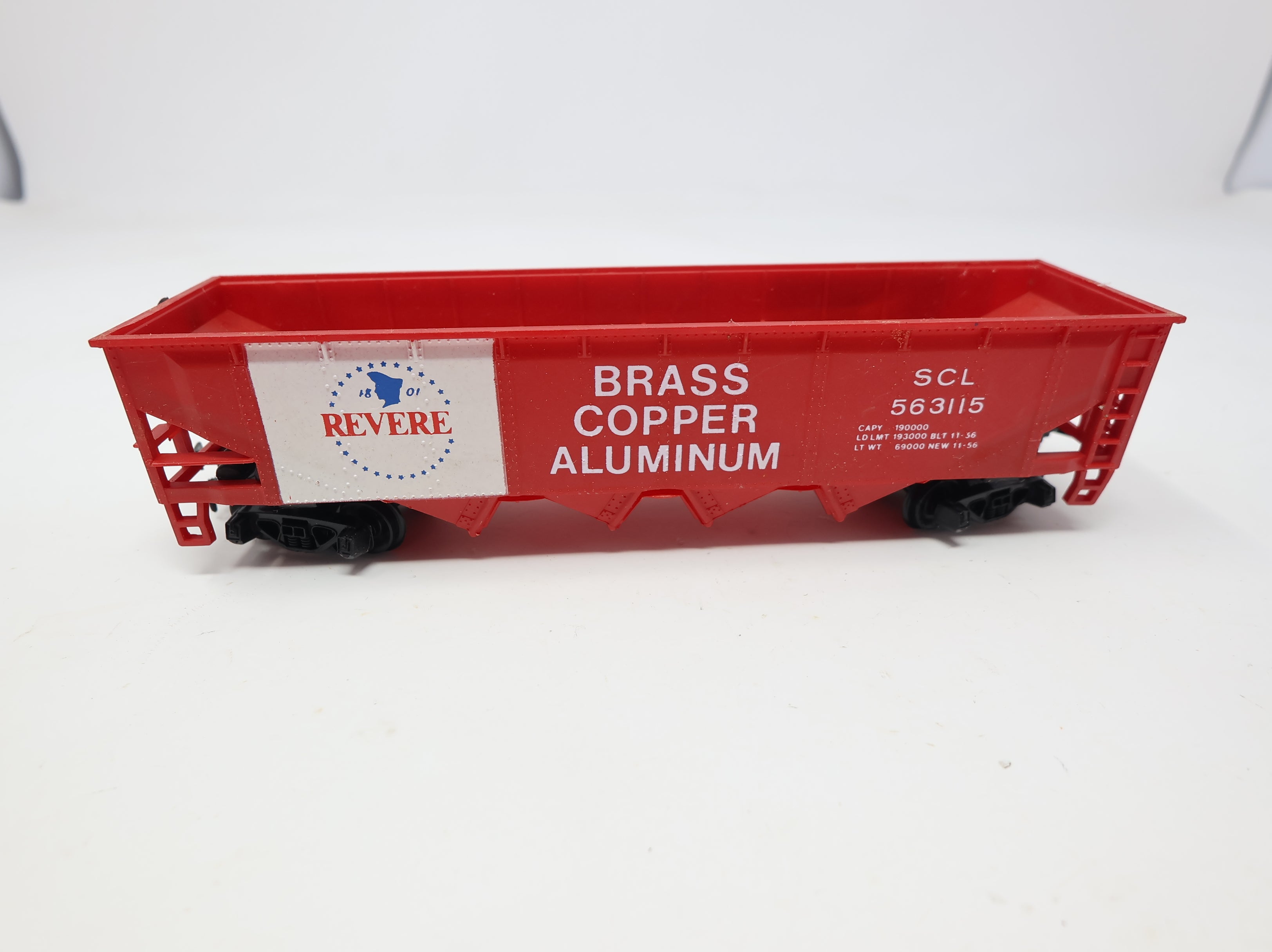 USED Tyco HO Scale 4 Bay Open Hopper Brass Copper Aluminum SCL #563115 1801 Revere