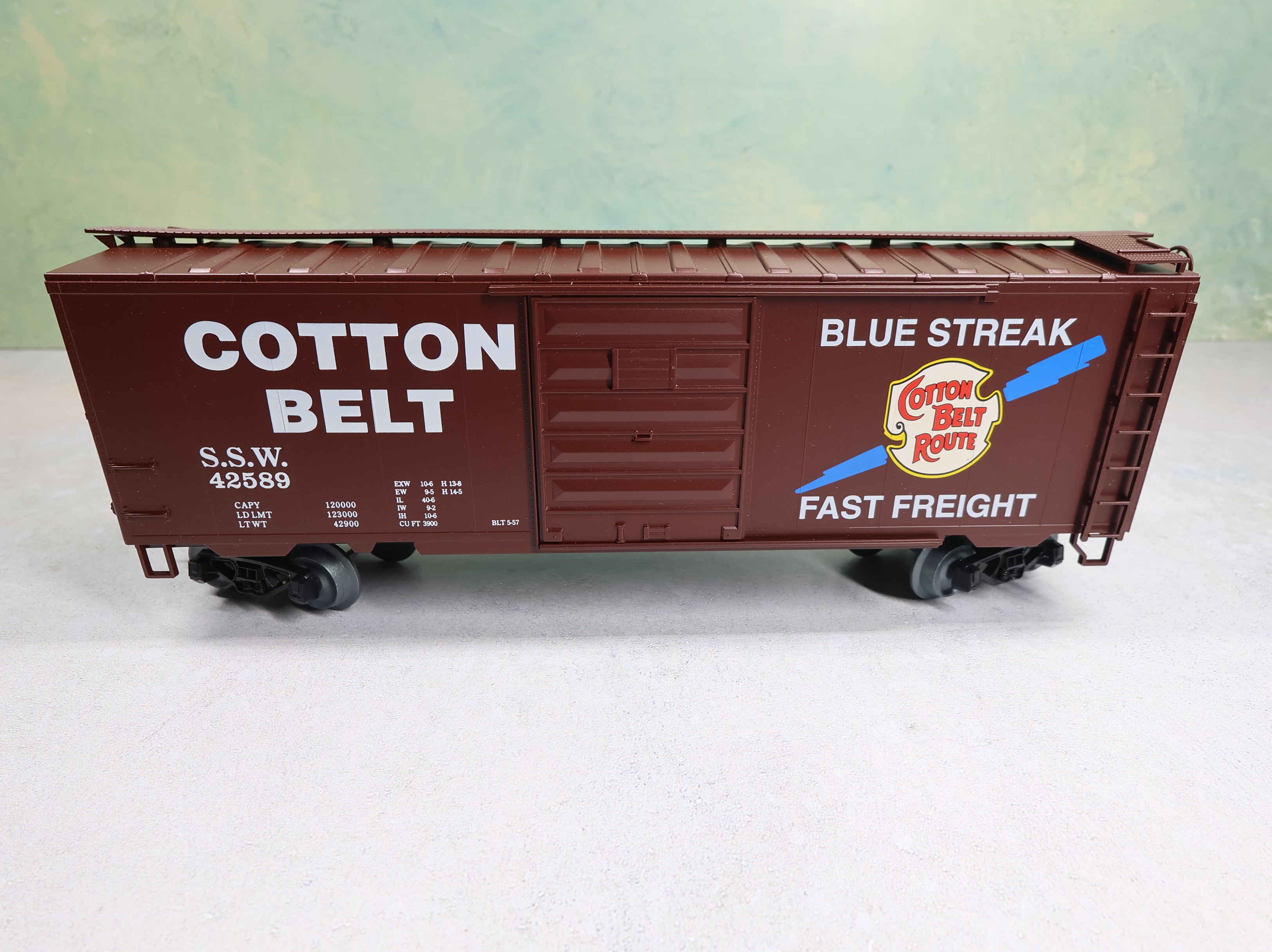 USED Weaver O 40' PS-1 Box Car Cotton Belt SSW #42589 Blue Streak