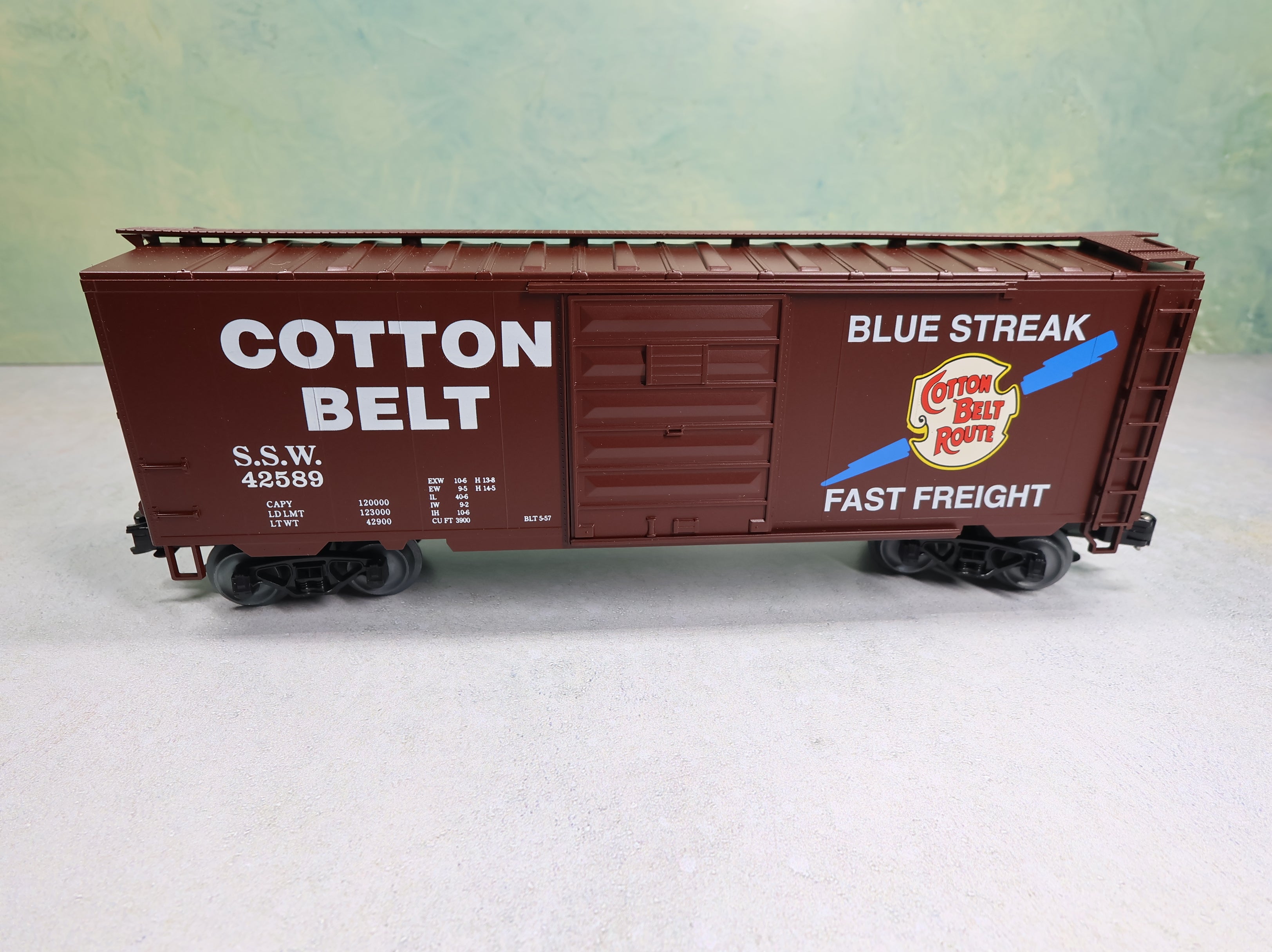 USED Weaver O 40' PS-1 Box Car Cotton Belt SSW #42589 Blue Streak