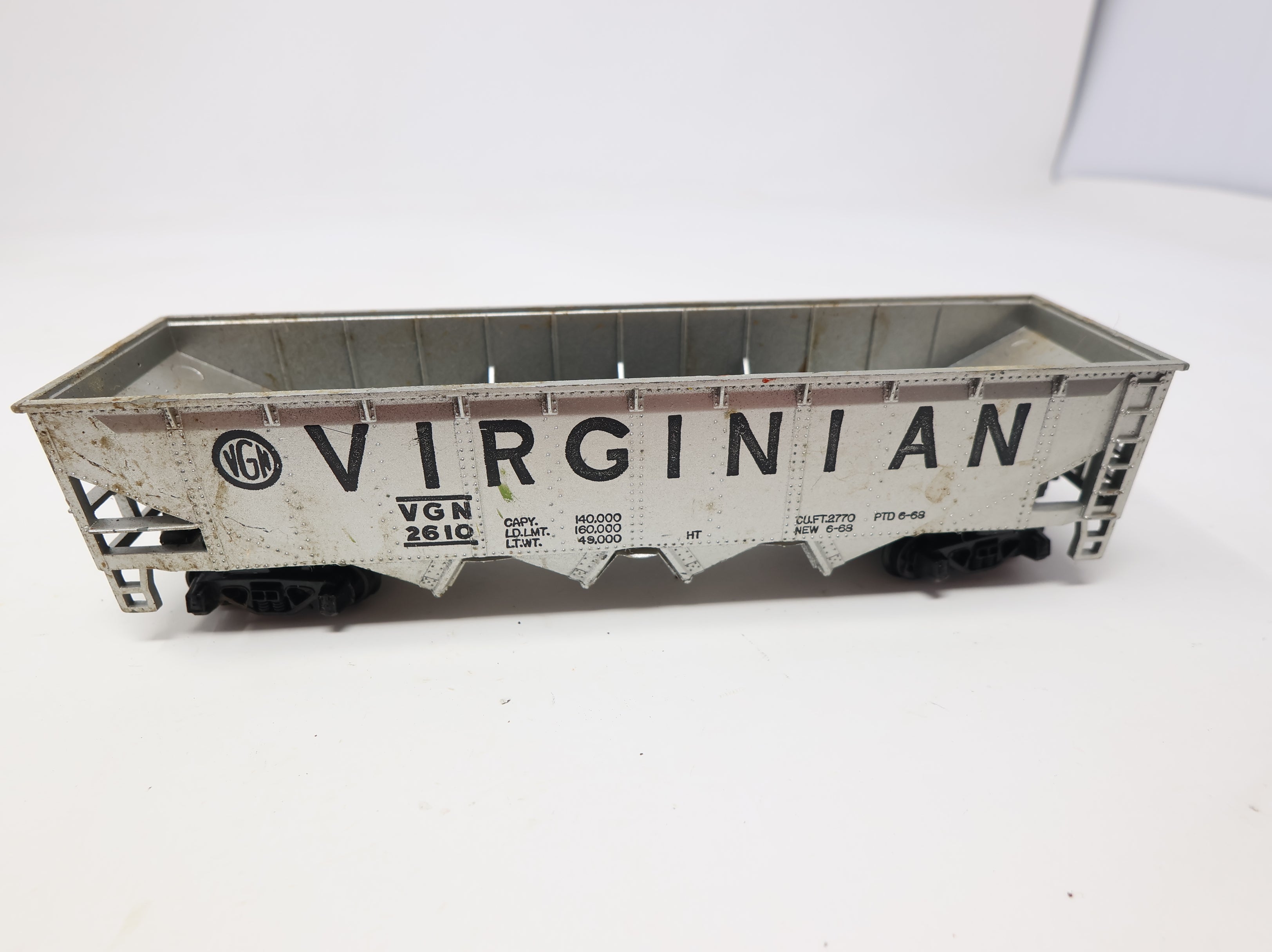 USED Tyco HO Scale 4 Bay Open Hopper Virginian VGN #2610