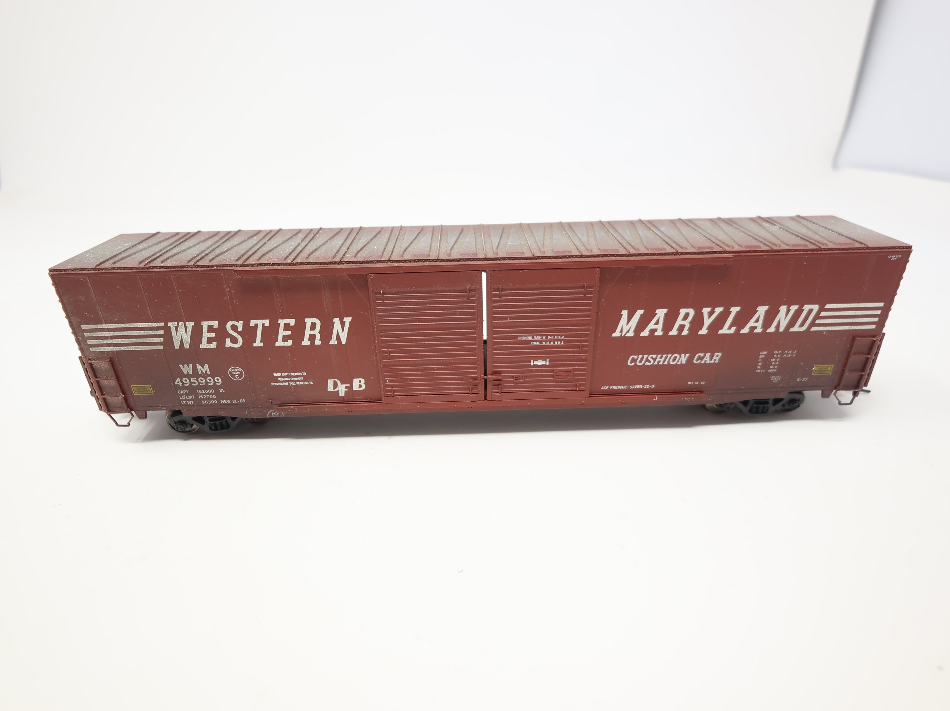 USED Atlas HO Scale 60' Double Door Box Car Western Maryland WD #495999 Weathered