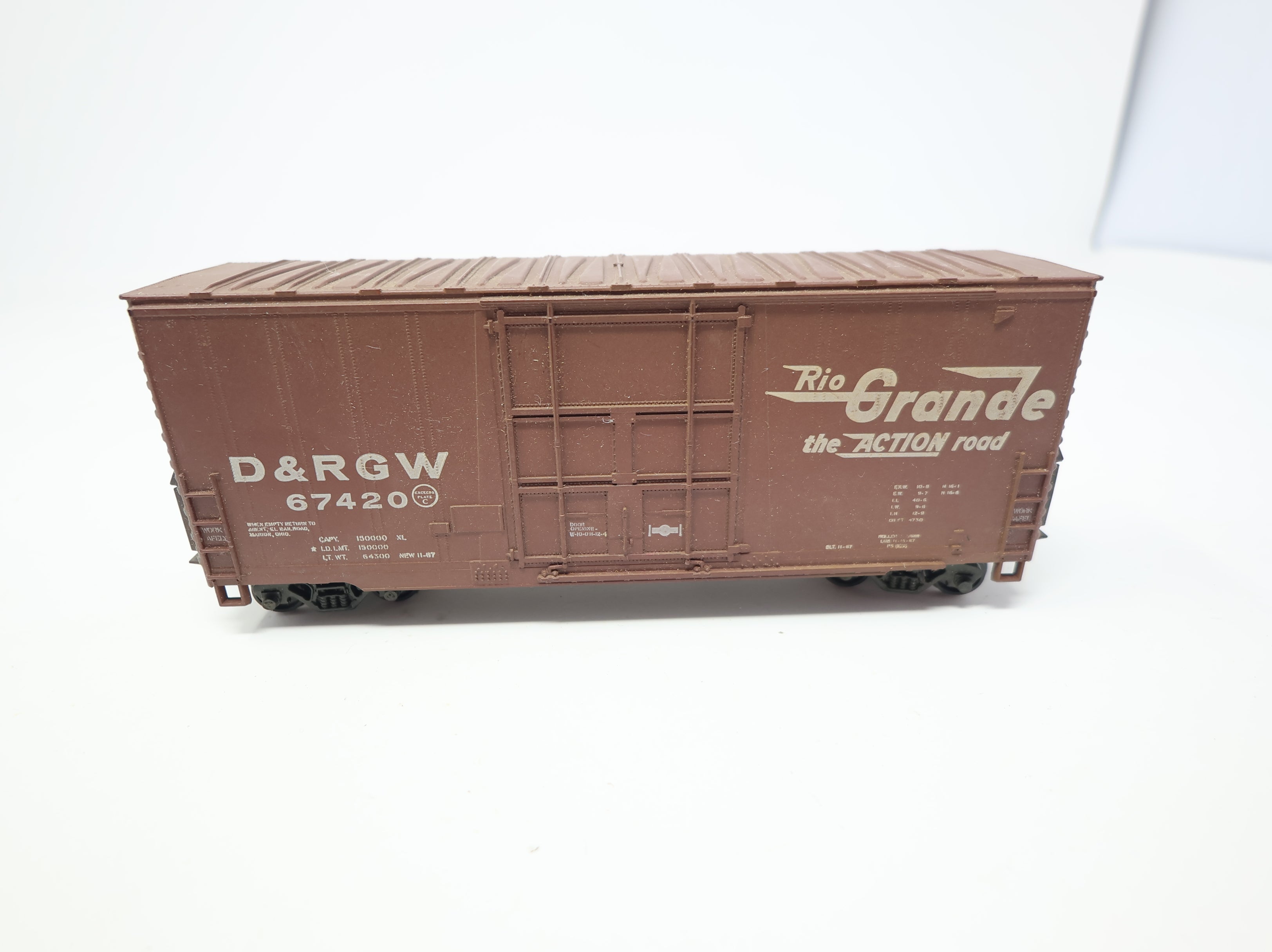 USED Athearn HO Scale 40' High Cube Rio Grande D&RGW #67420 Weathered