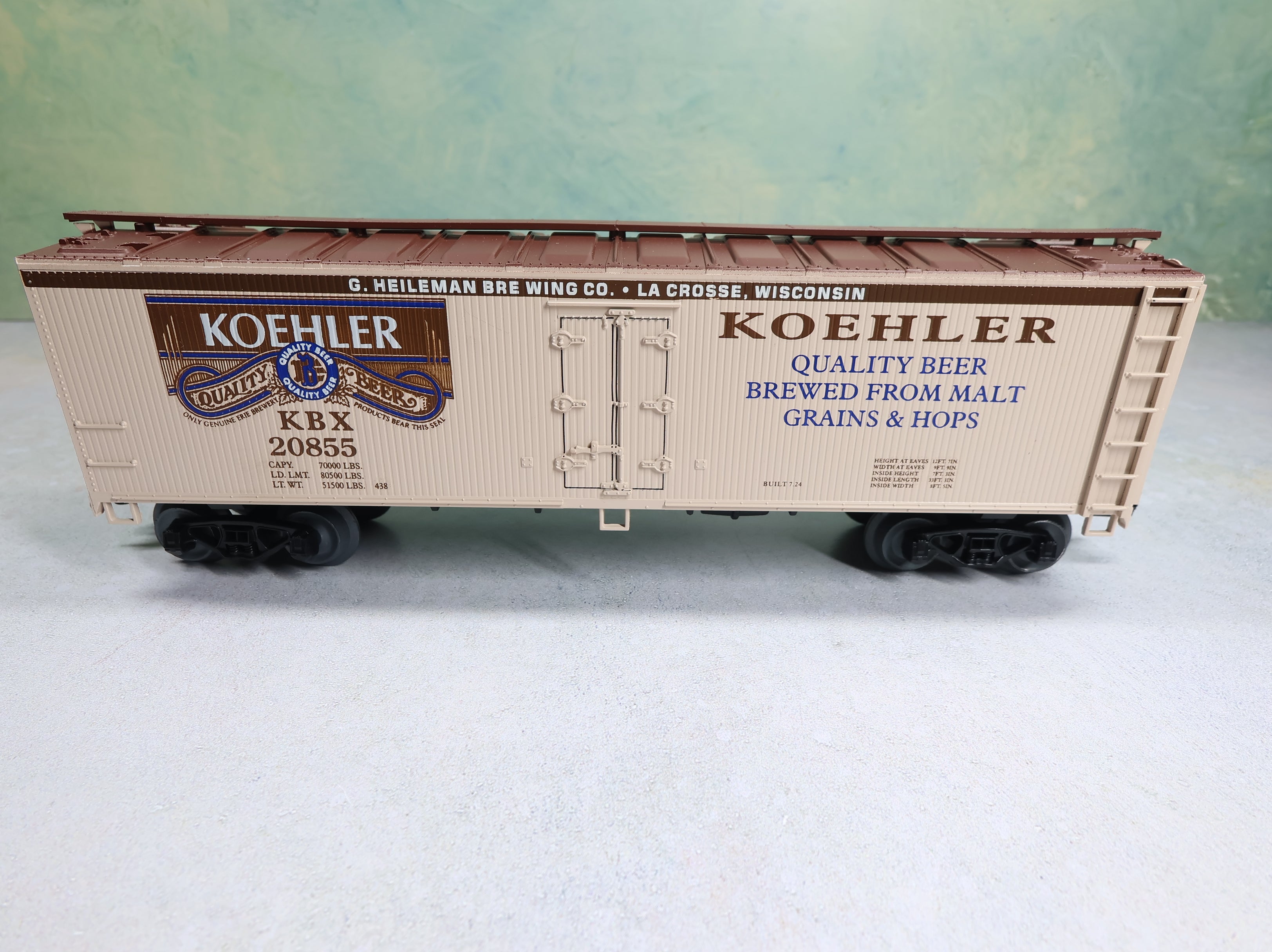 USED Weaver O 40' Wood-Side Refrigerator Box Car Koehler Beer KBX #20855