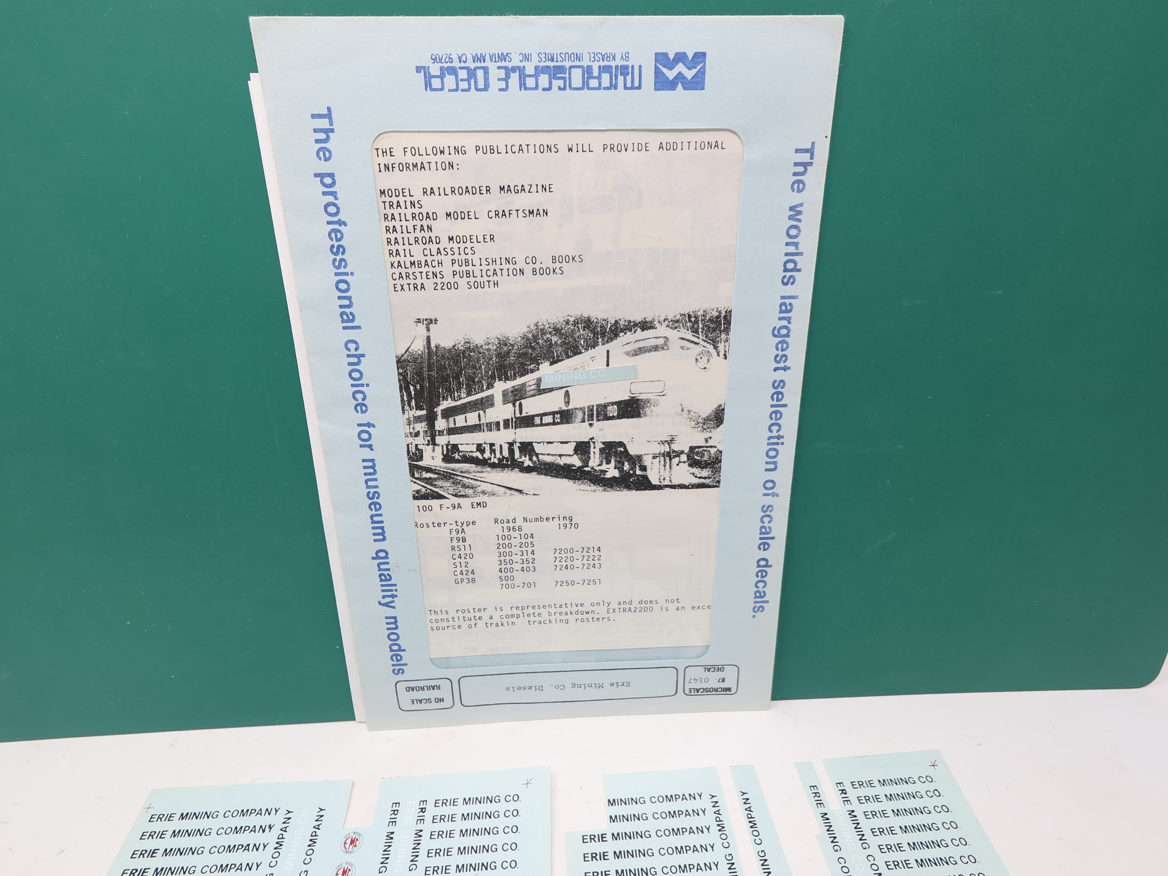 USED MICROSCALE 87-147 HO Scale, Erie Mining Co Diesel Decals (opened)