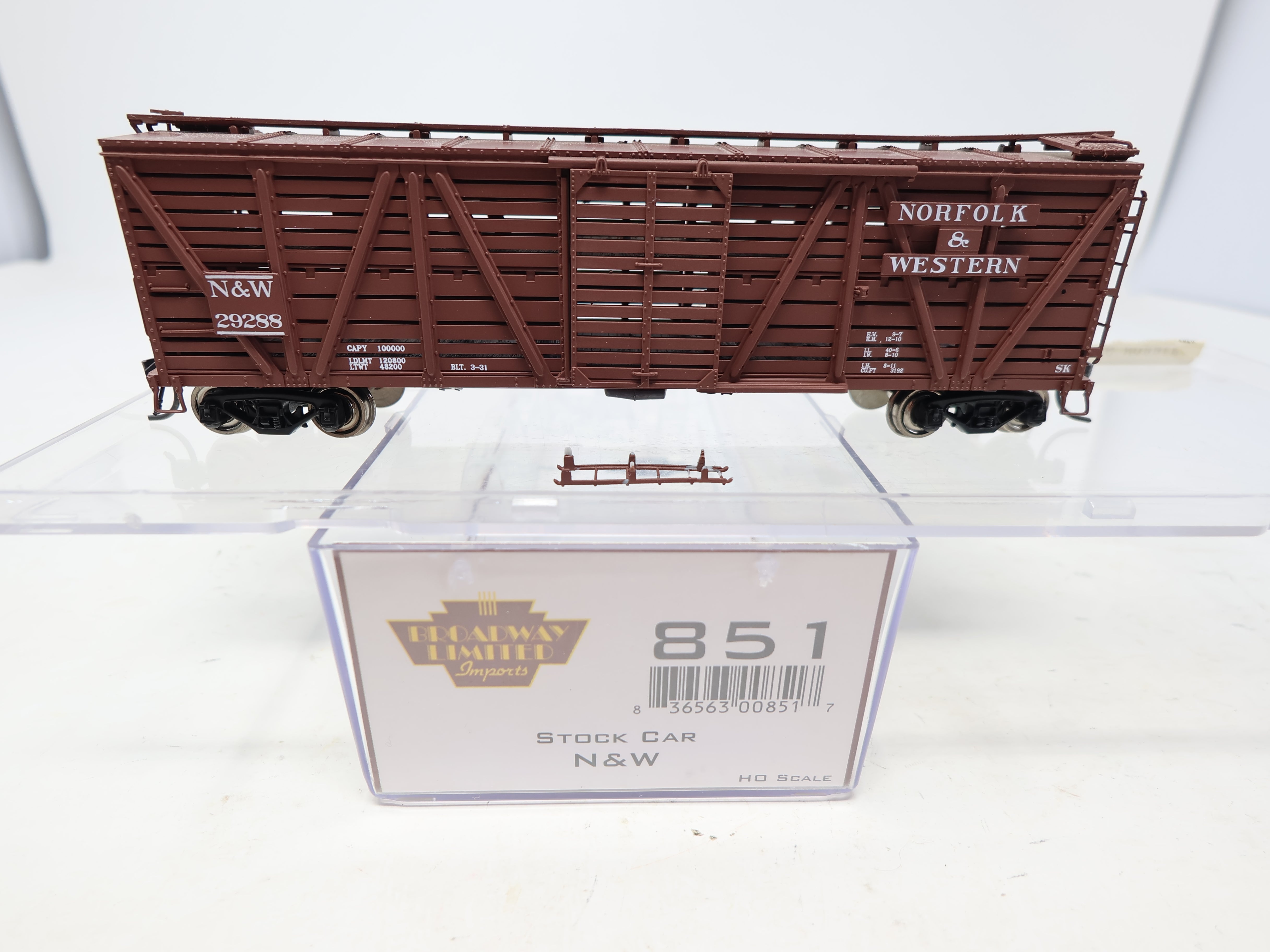 USED Broadway Limited 851 HO Scale, Stock Car, Norfolk & Western N&W #29288