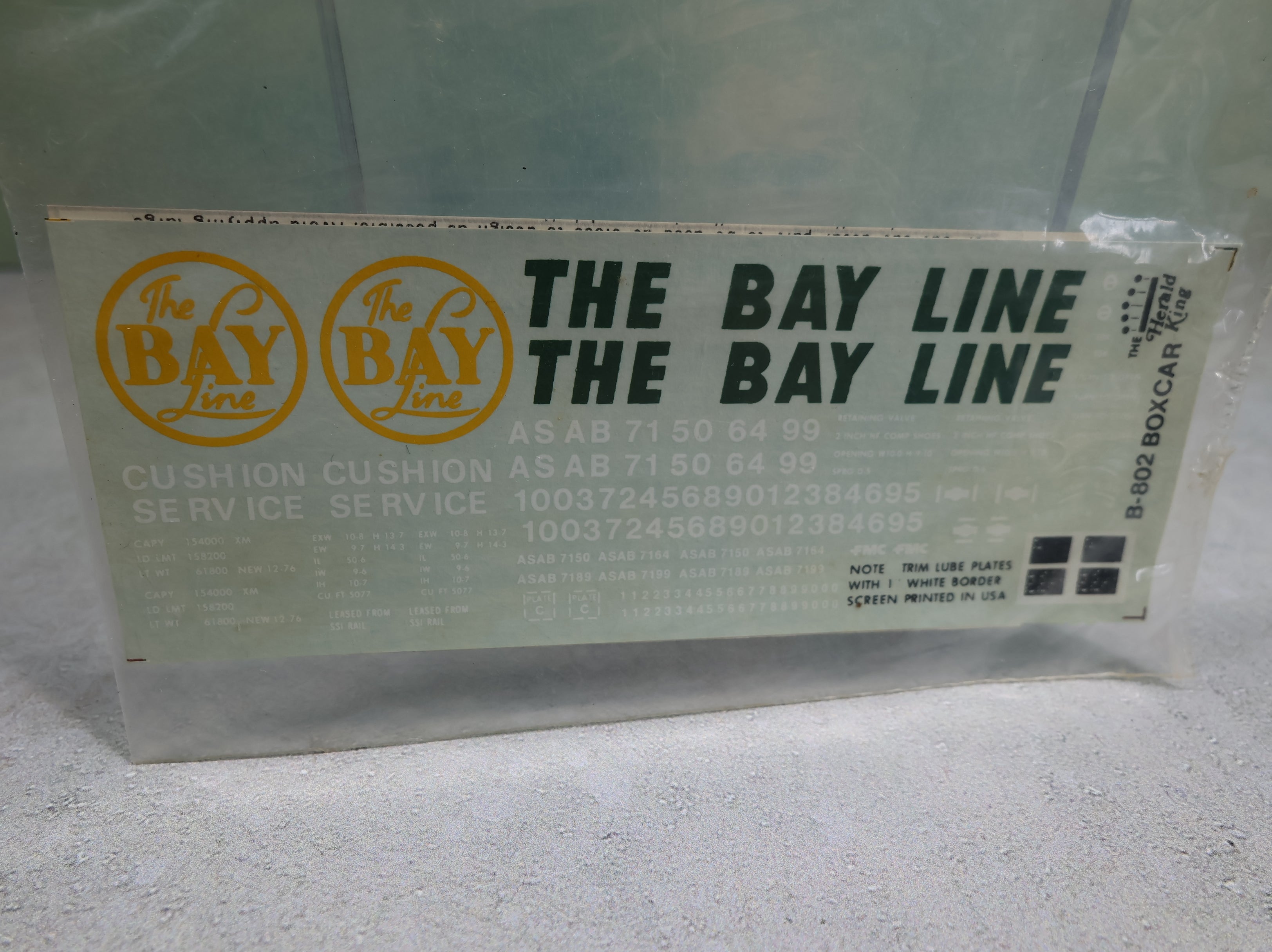 The Herald King B802 HO Scale The Bay Line Dark Green 50' Box Car Decals