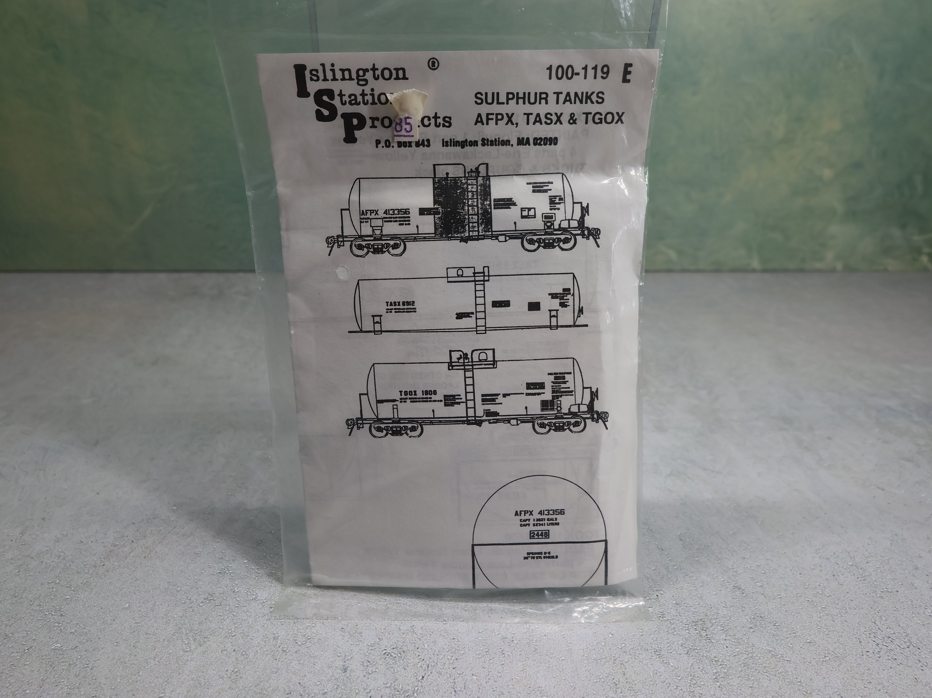 ISP #100-119 HO Scale Sulphur Tanks, AFPX, TASX & TGOX Decals