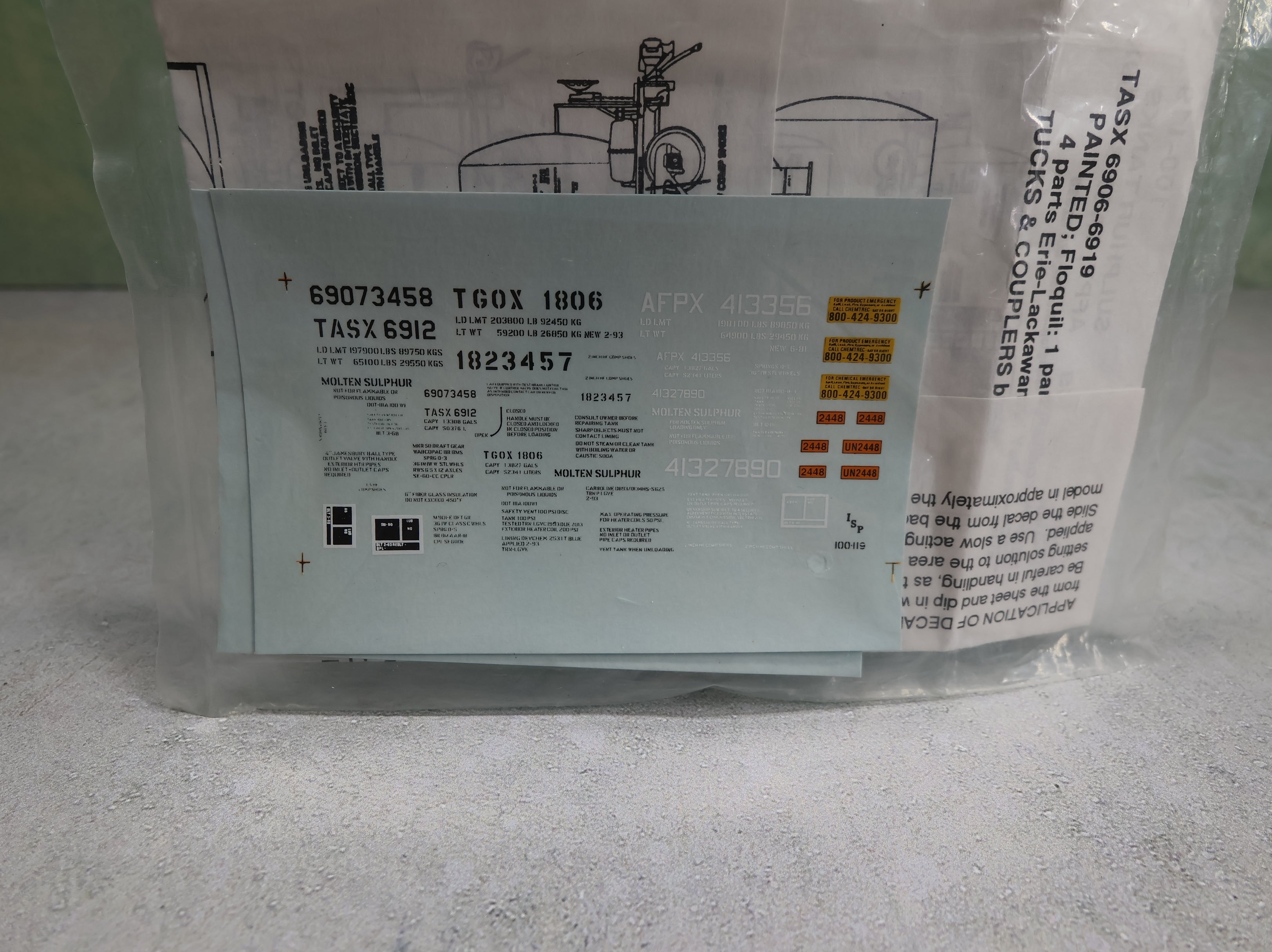 ISP #100-119 HO Scale Sulphur Tanks, AFPX, TASX & TGOX Decals