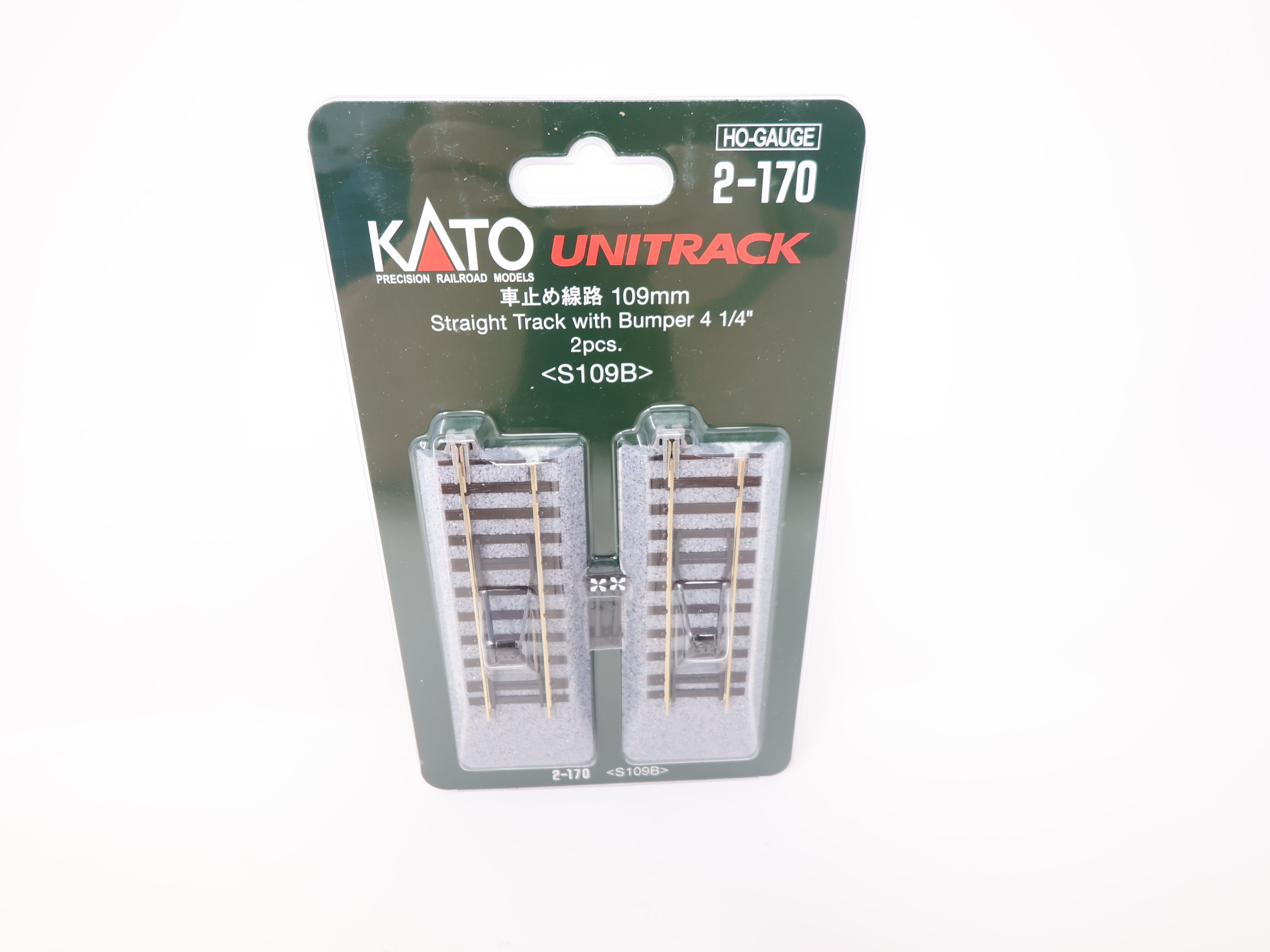 KATO 2-170 HO Scale, Unitrack 4 1/4" Straight Track with Bumper (2), Code 83