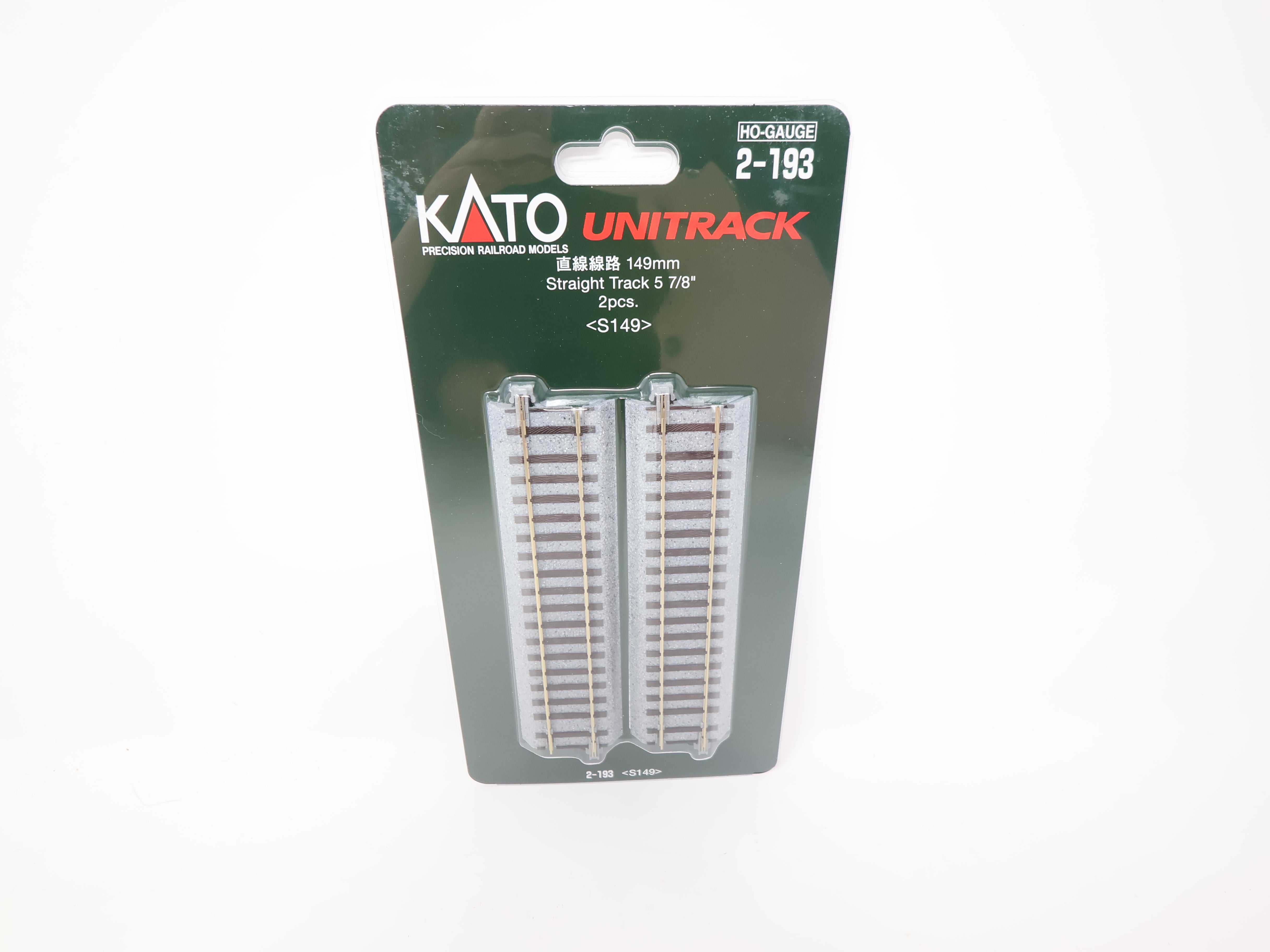 KATO 2-193 HO Scale, Unitrack 5 7/8" Straight Track (2), Code 83