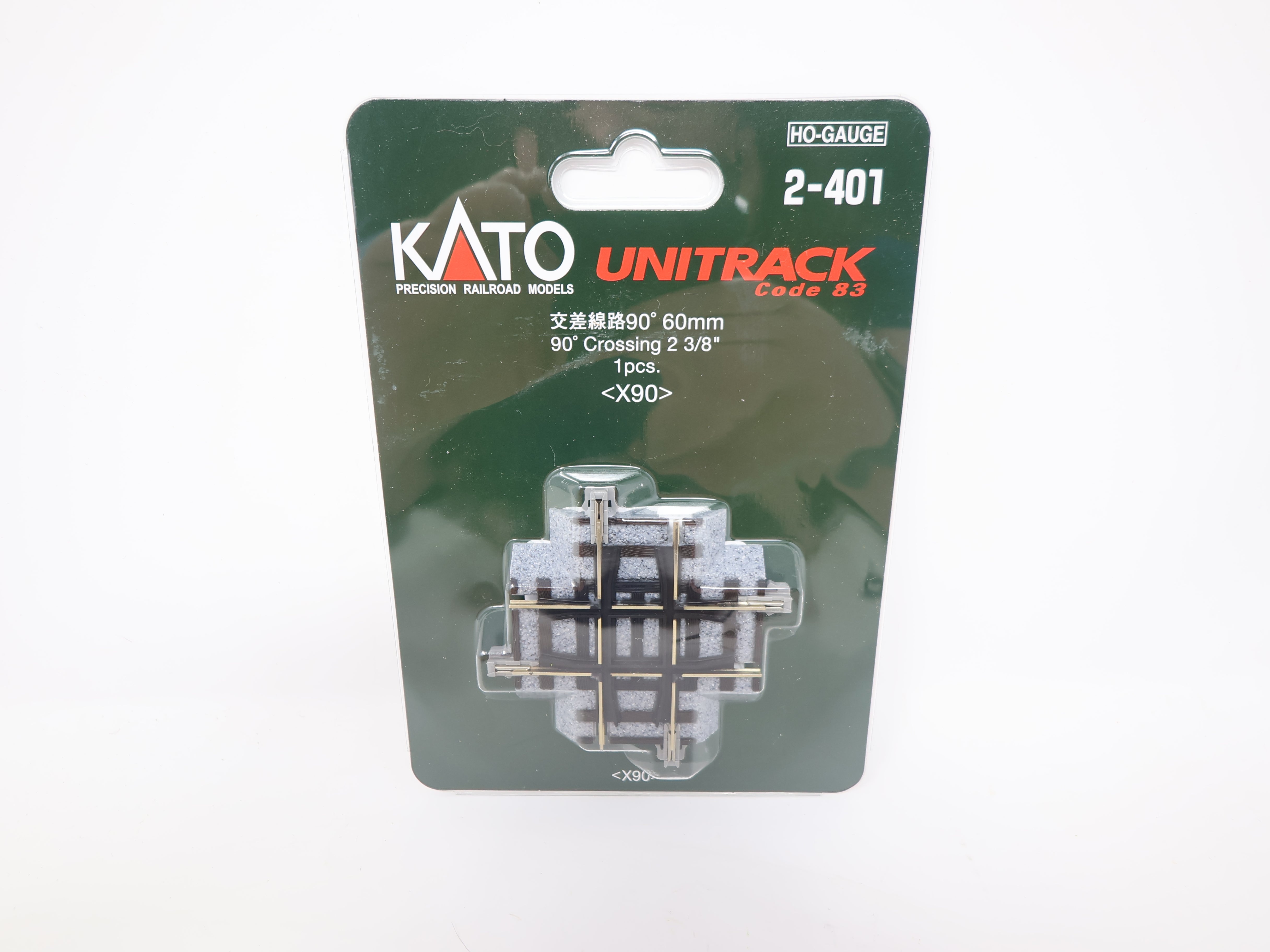 KATO 2-401 HO Scale, Unitrack 90° Crossing 2 3/8" (1), Code 83