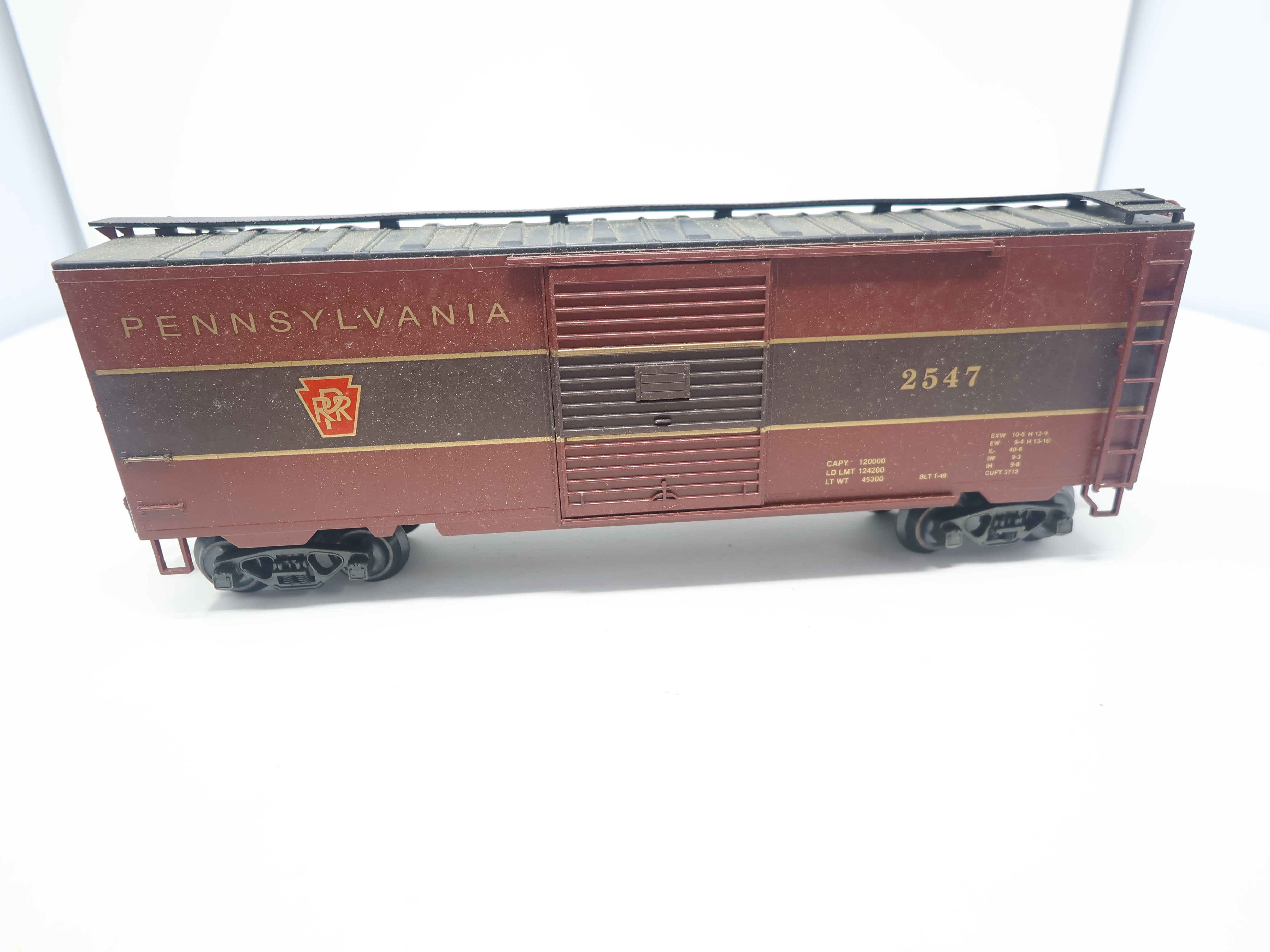 USED Weaver EBC52LD O, PS-1 40' Box Car, Pennsylvania PRR #2547, 3 Rail