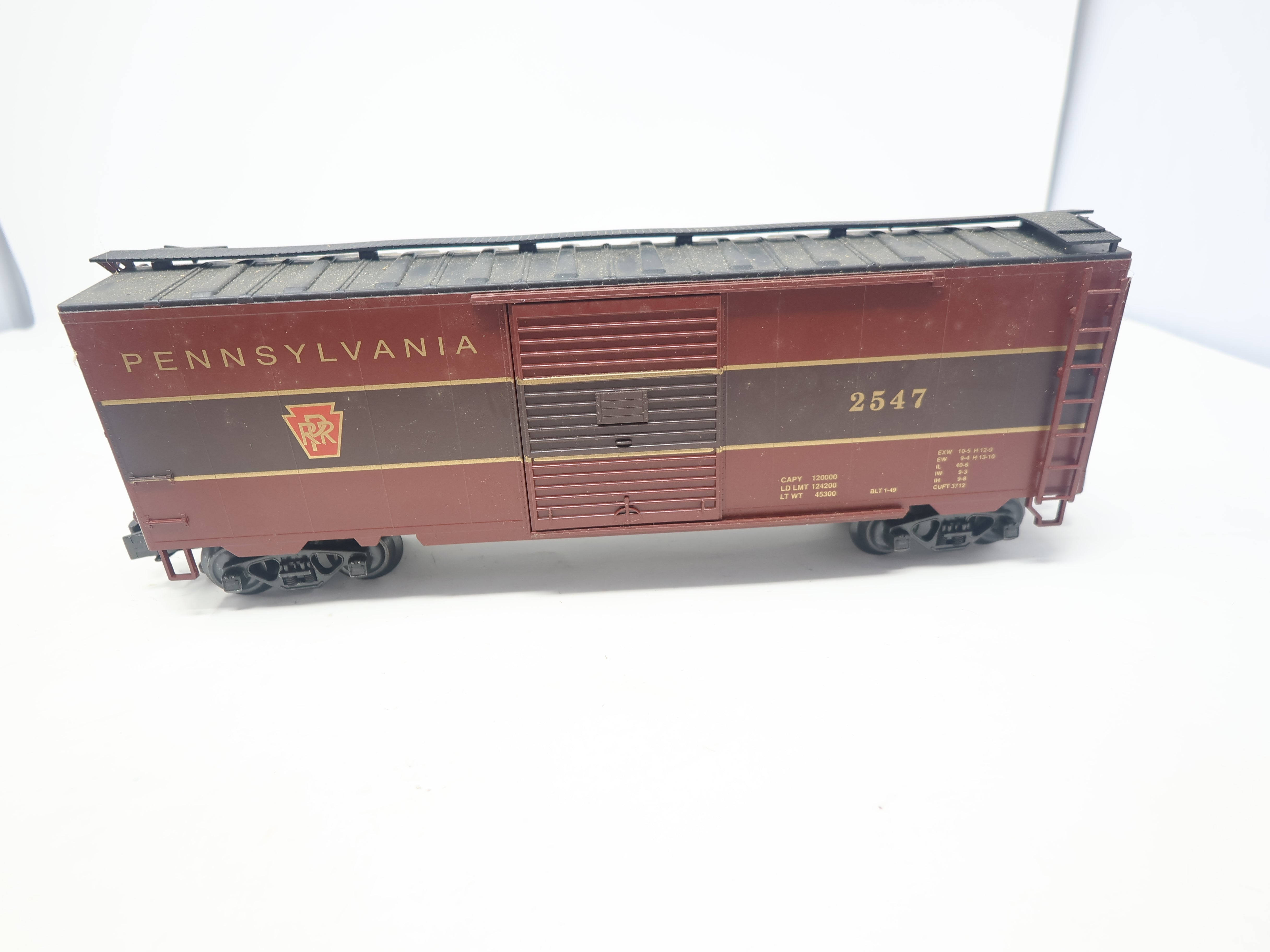 USED Weaver EBC52LD O, PS-1 40' Box Car, Pennsylvania PRR #2547, 3 Rail