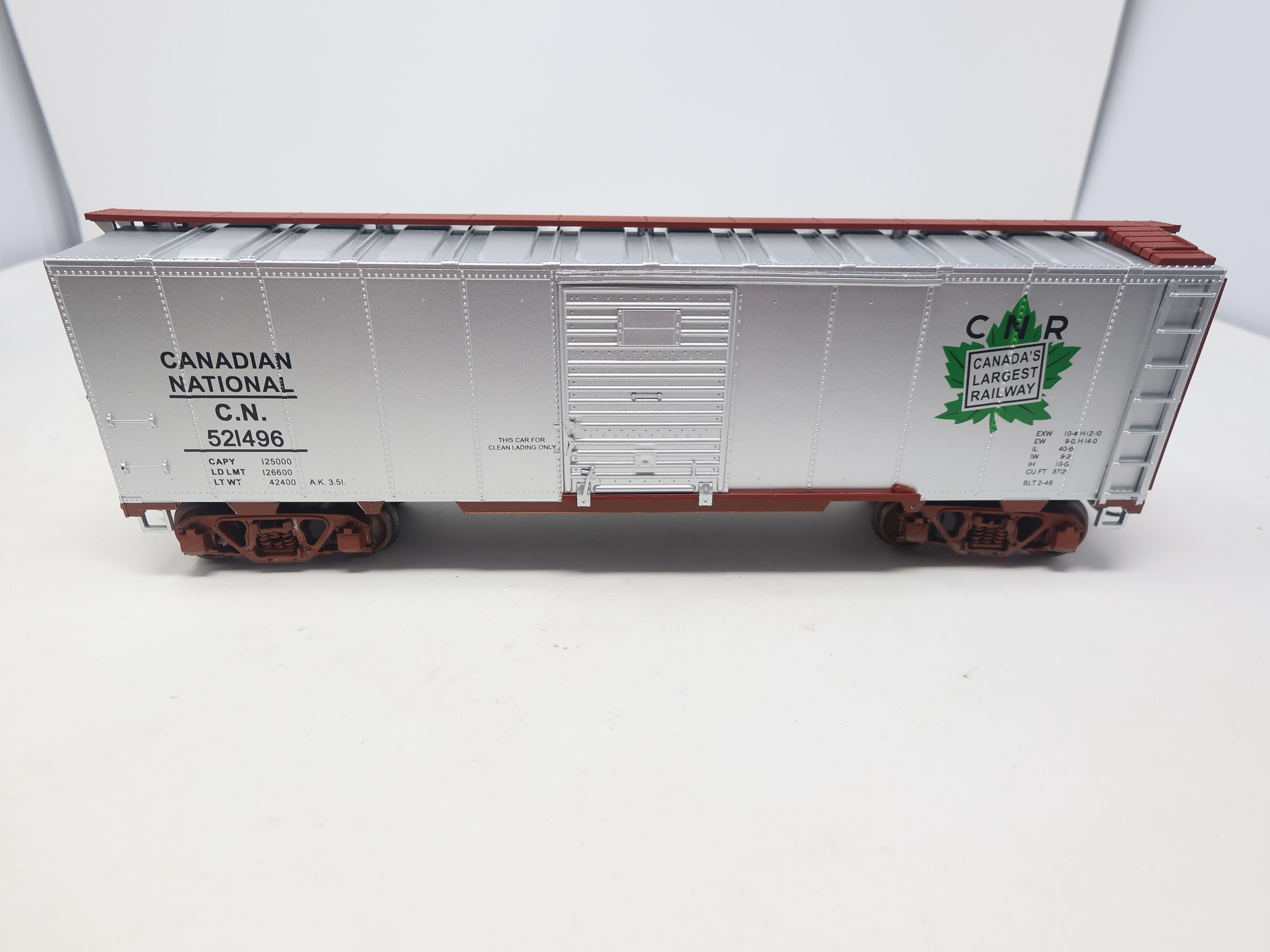 USED Weaver U3540SD O, Steel Side Box Car, Canadian National CN #521496, 2 Rail