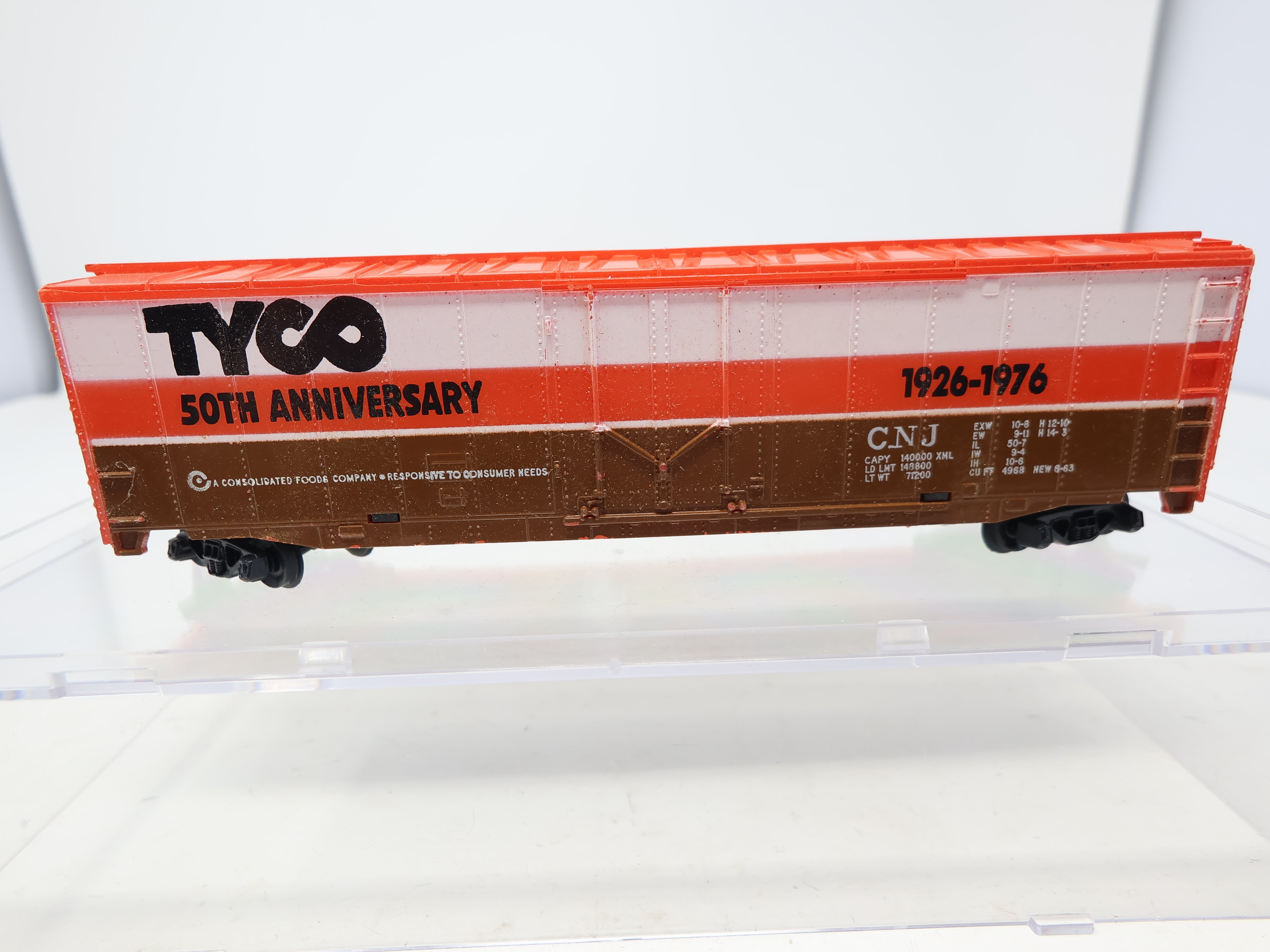 USED Tyco HO Scale, 50' Box Car, Tyco 50th Anniversary Car CNJ