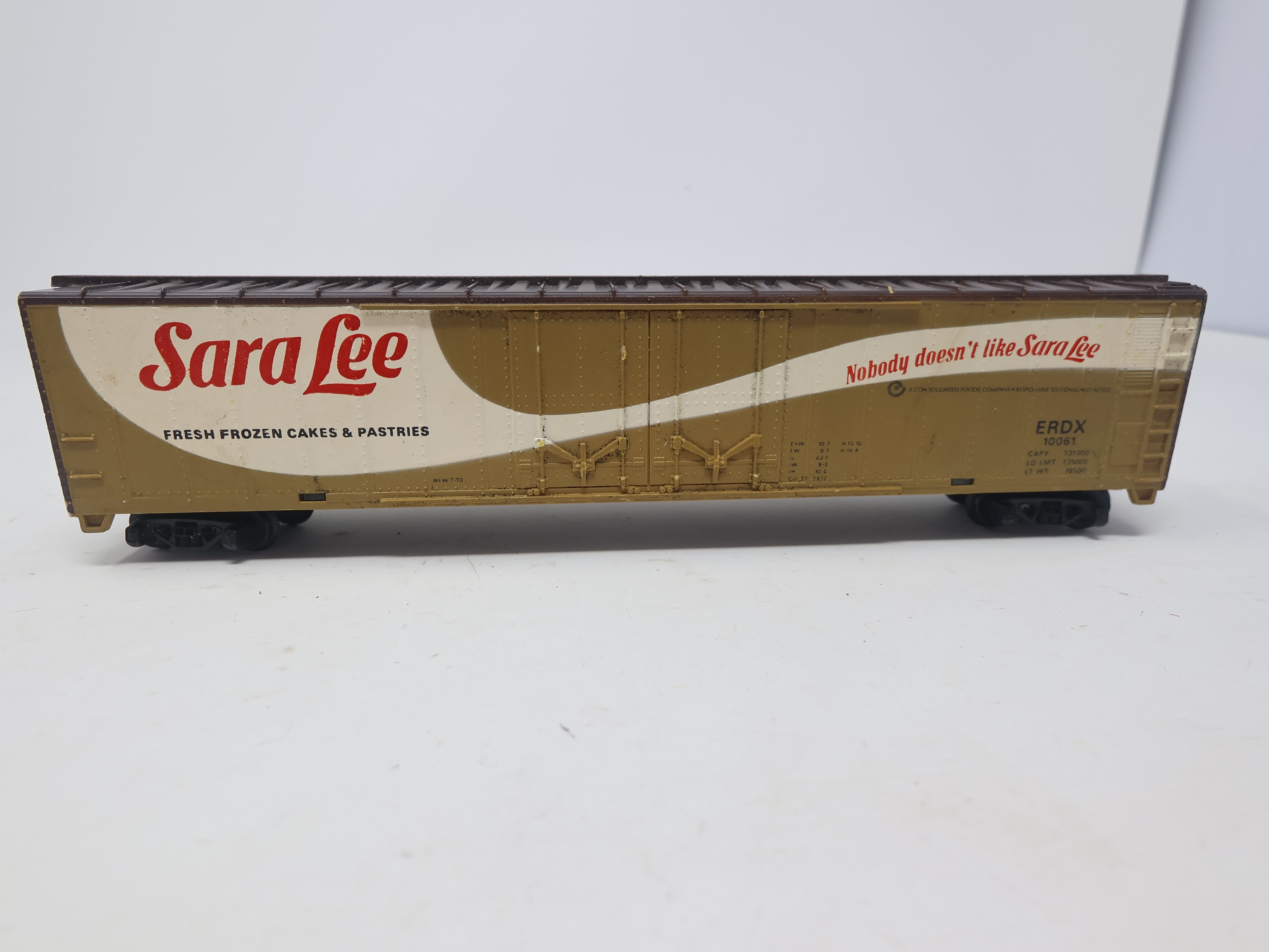 USED Tyco HO Scale, 60' Box Car, Sara Lee ERDX #10061