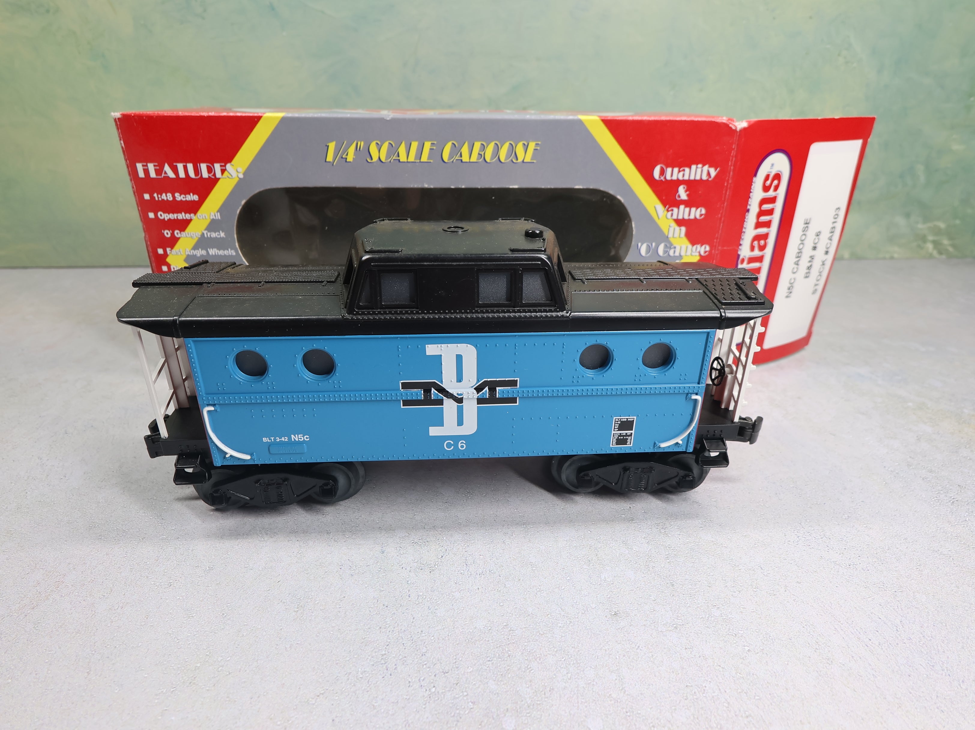 USED Williams CAB103 O 1:48 Scale N5C Caboose Boston and Maine BM #C6