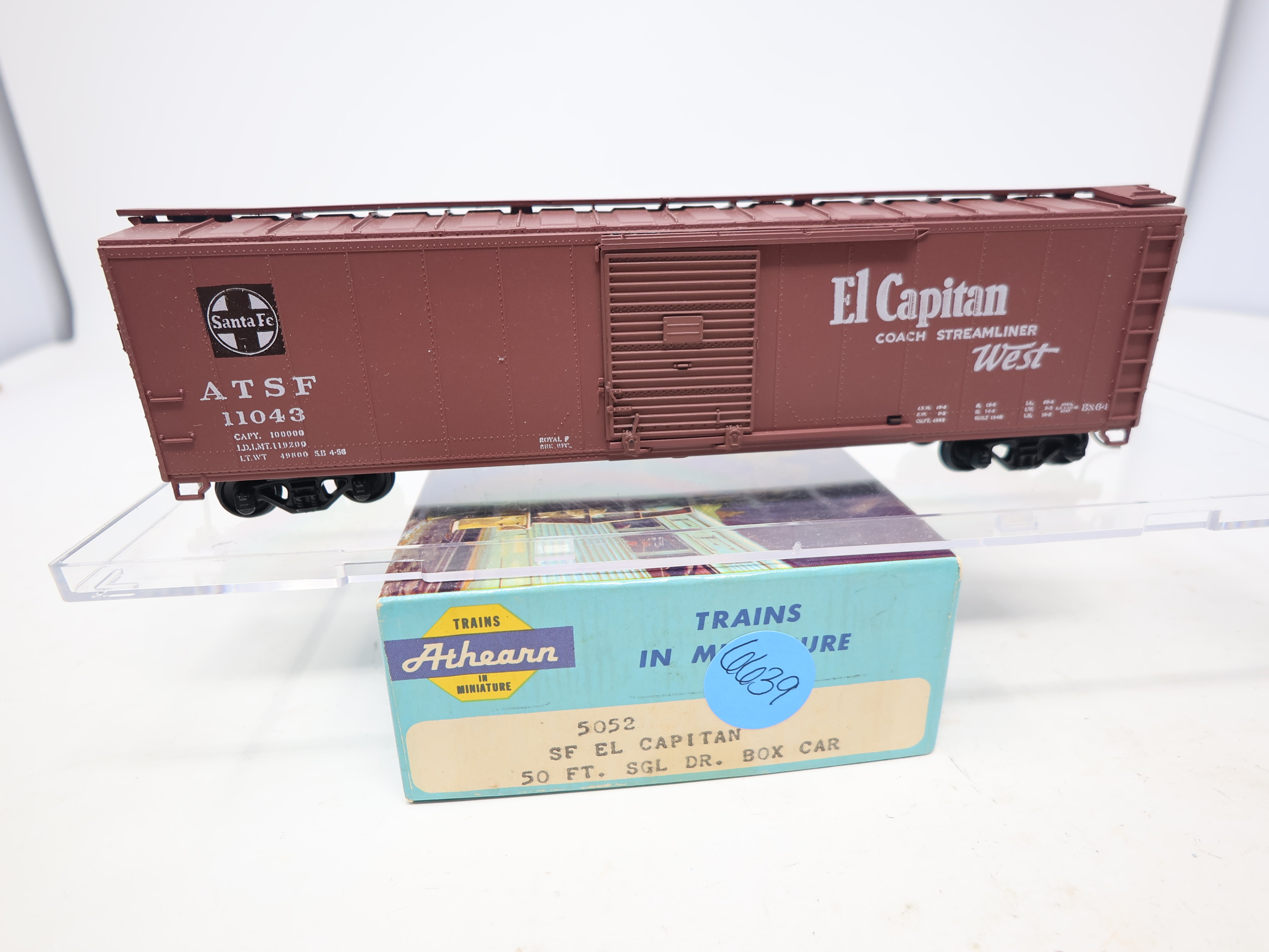 USED Athearn 5052 HO Scale, 50' SD Box Car, Santa Fe ATSF #11043, El Capitan