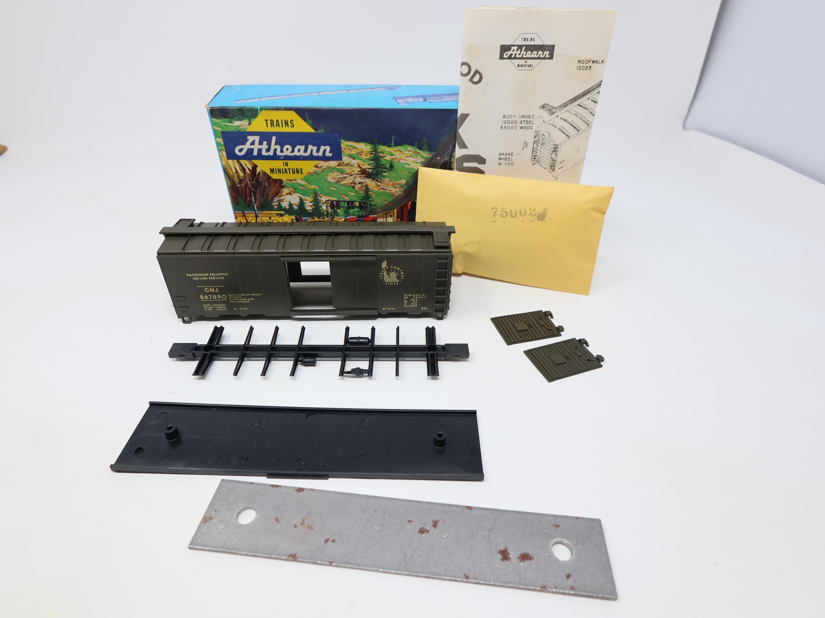 USED Athearn 10110 HO Scale 40' Steel Box Car Jersey Central CNJ #567890 Branchline KIT