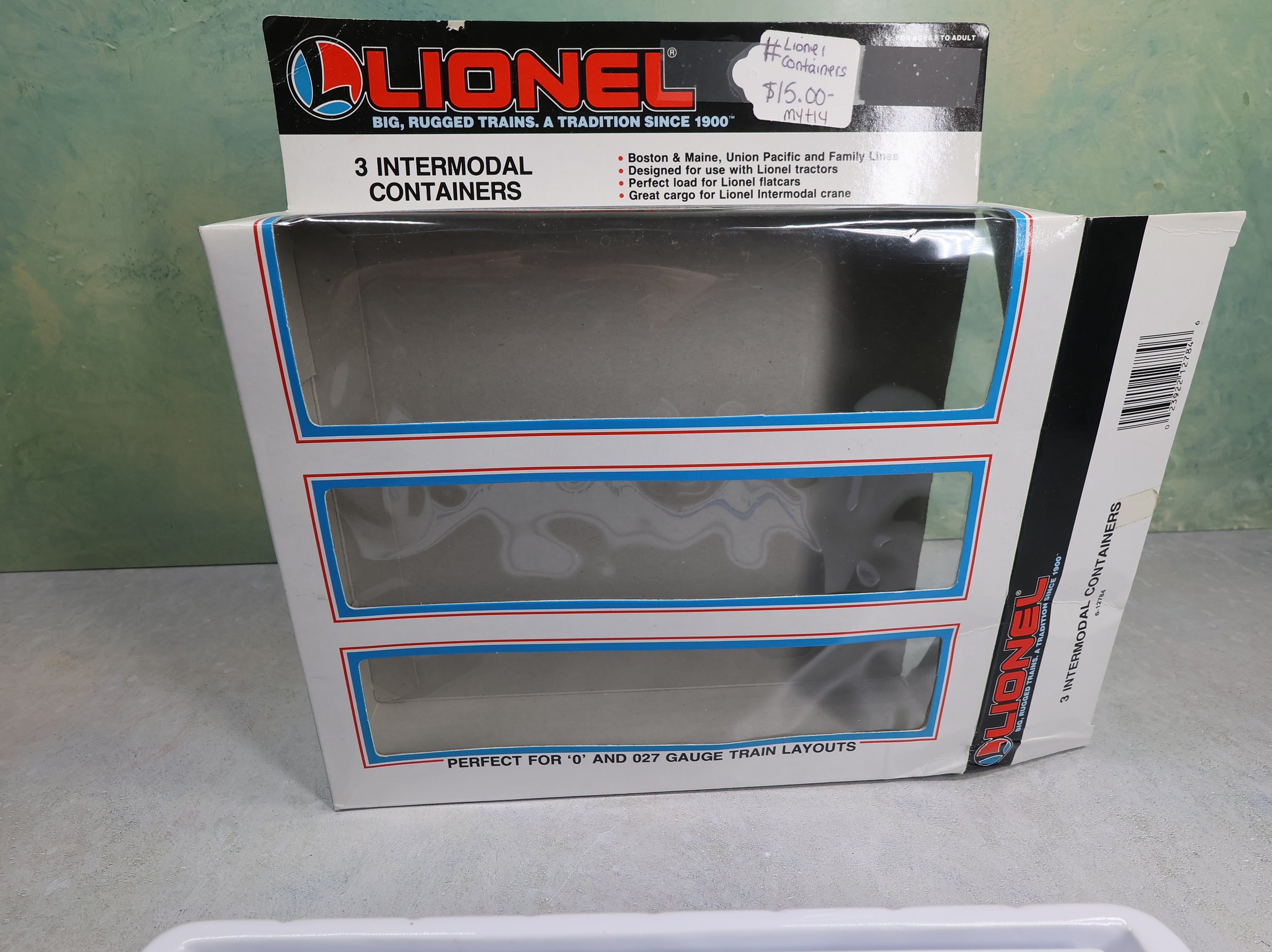 USED Lionel #6-12784 O 3 Intermodal Containers BM, UP, Family Lines