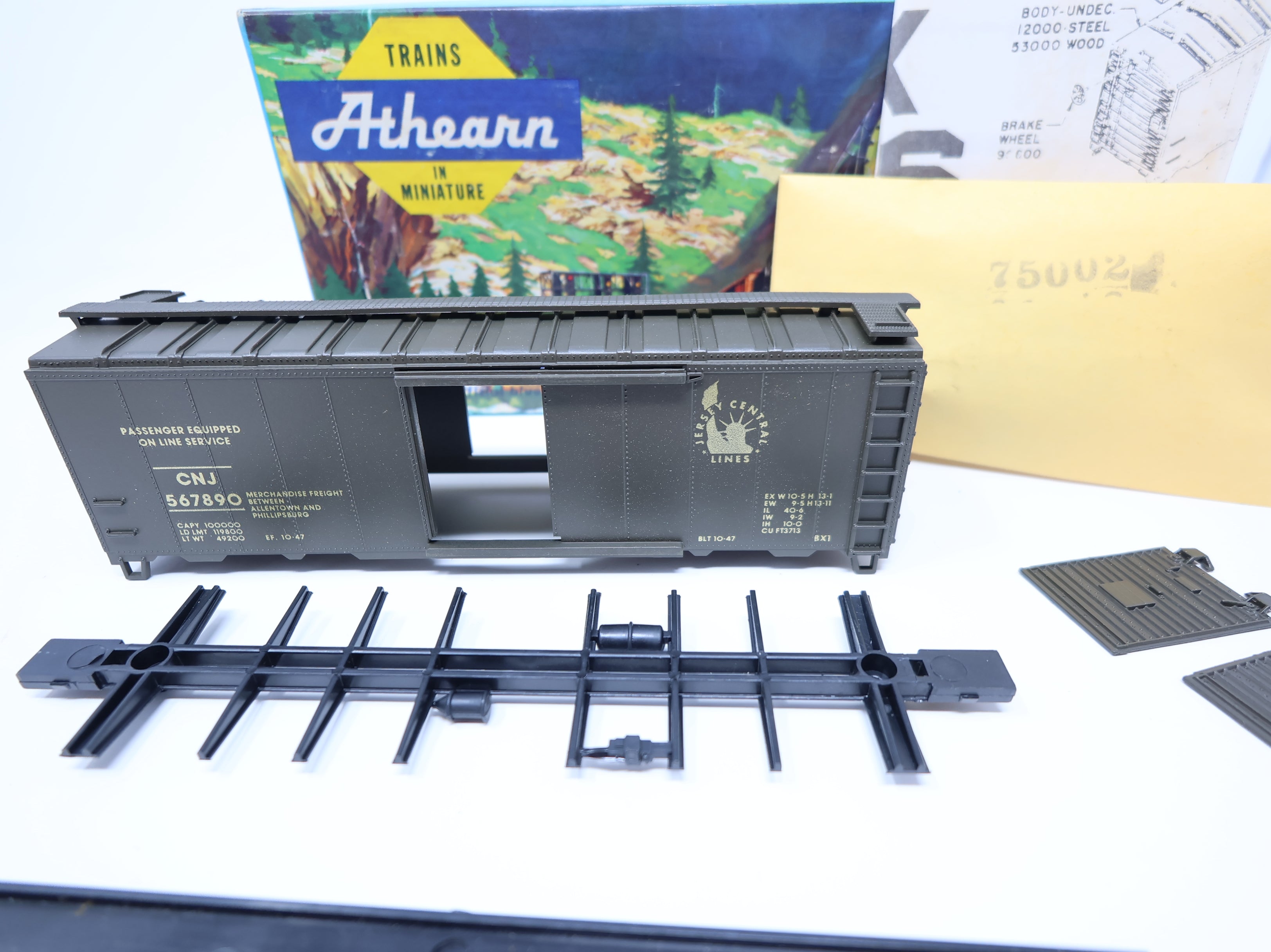 USED Athearn 10110 HO Scale 40' Steel Box Car Jersey Central CNJ #567890 Branchline KIT