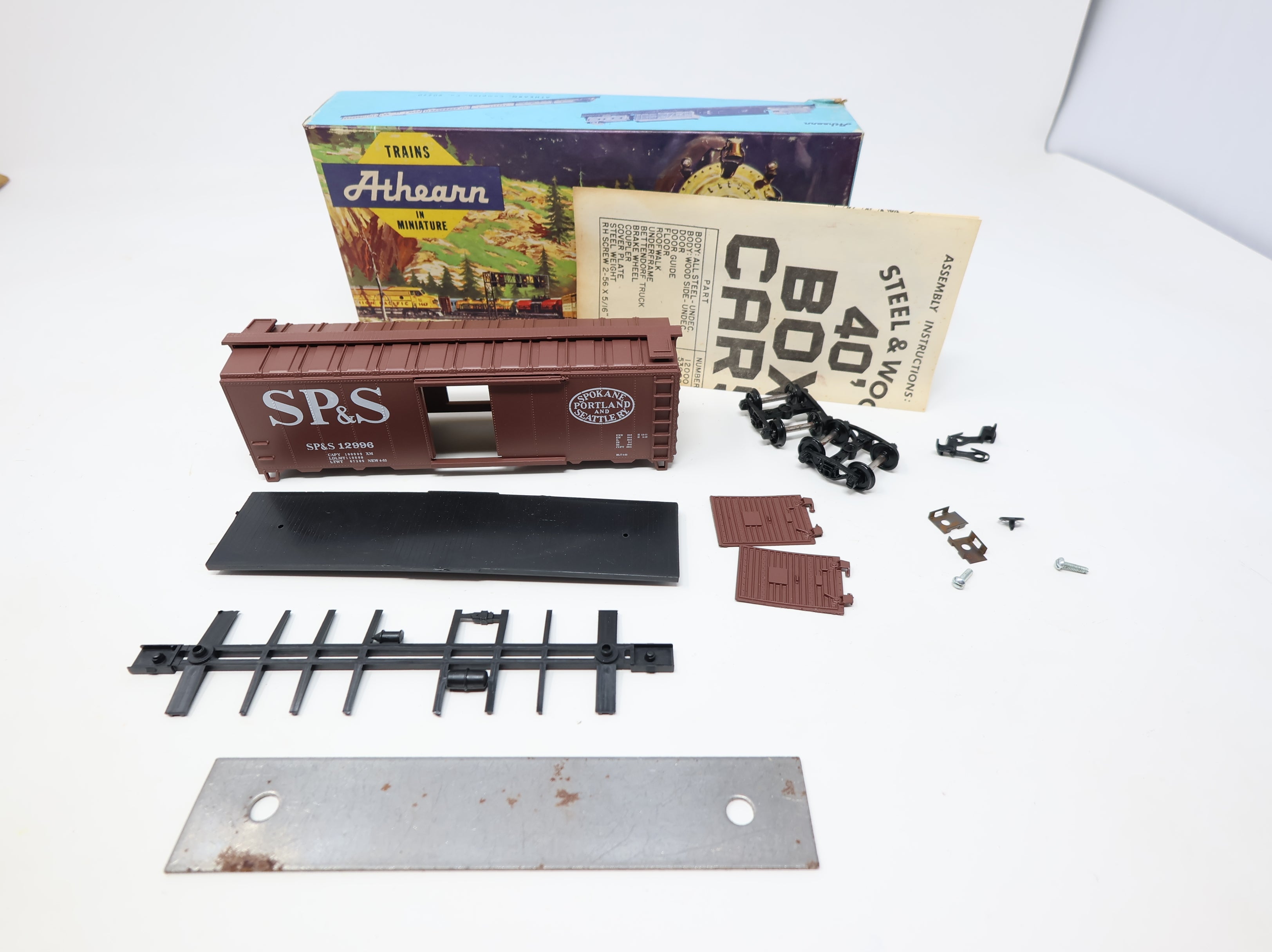 USED Athearn HO Scale 40' Steel Box Car Spokane Portland & Seattle SP&S #12996 KIT