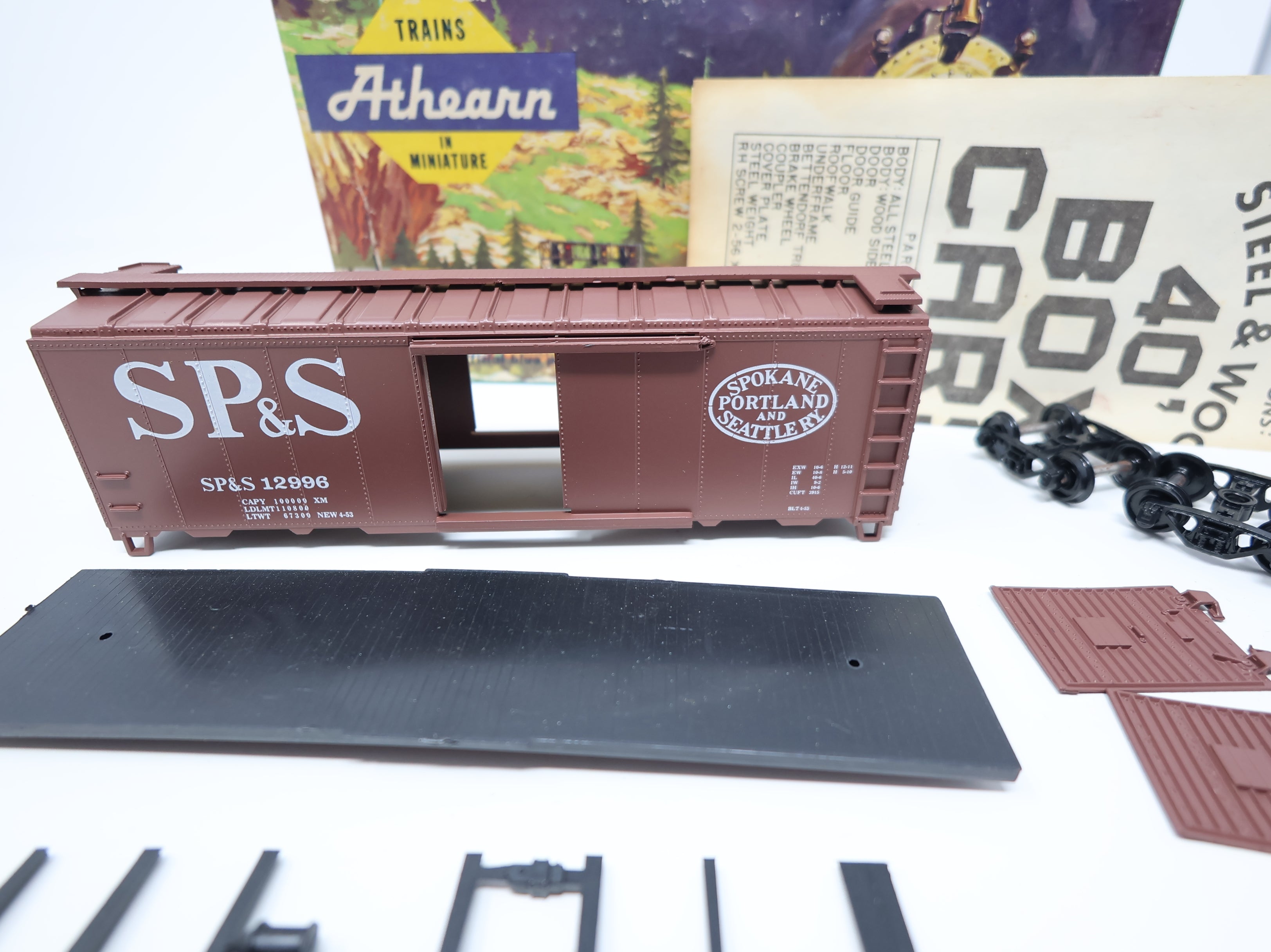 USED Athearn HO Scale 40' Steel Box Car Spokane Portland & Seattle SP&S #12996 KIT