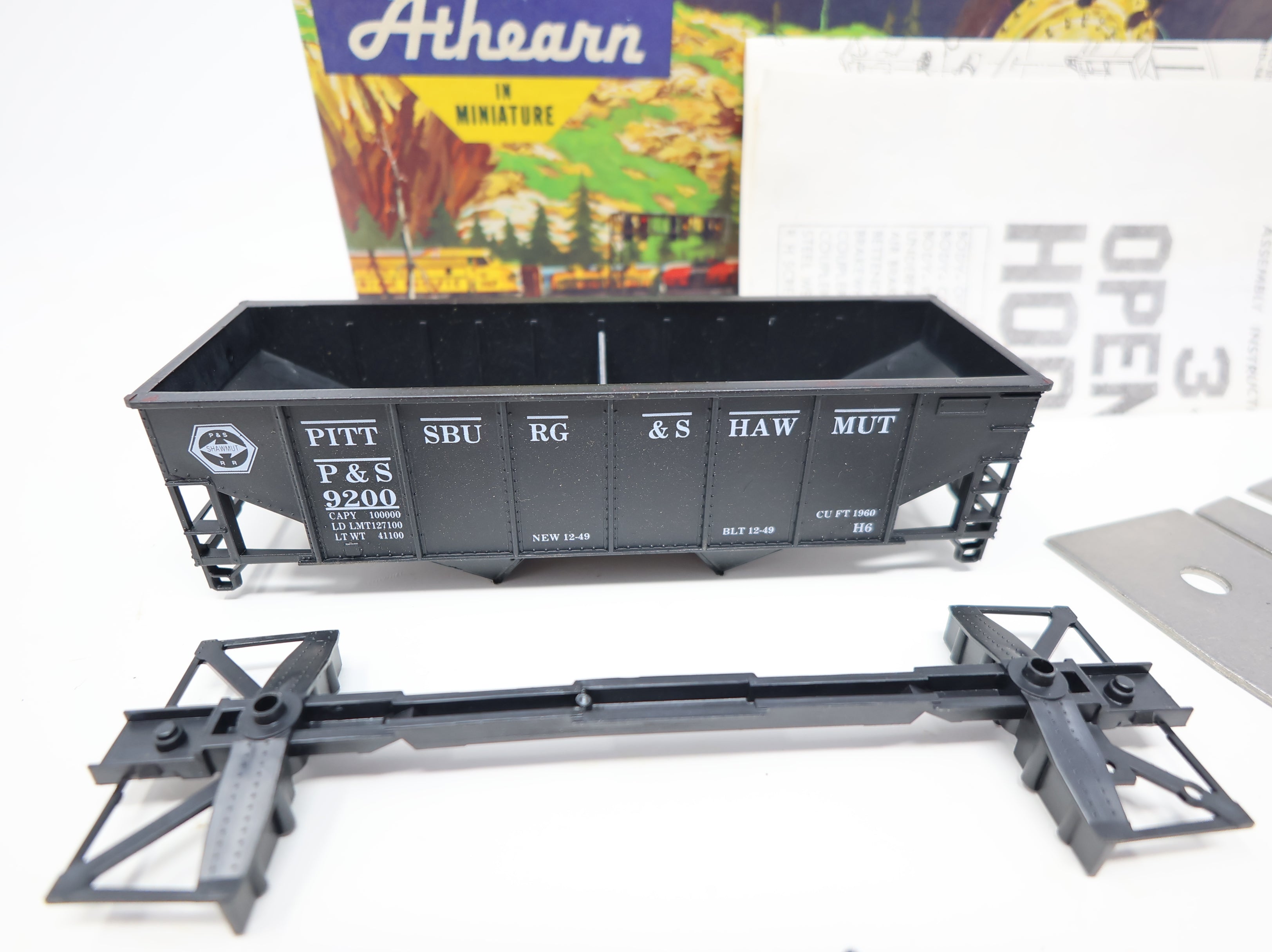 USED Athearn HO Scale 34' Ribbed Hopper Pittsburg & Shawmut P&S #9200 Third Rail Graphics KIT