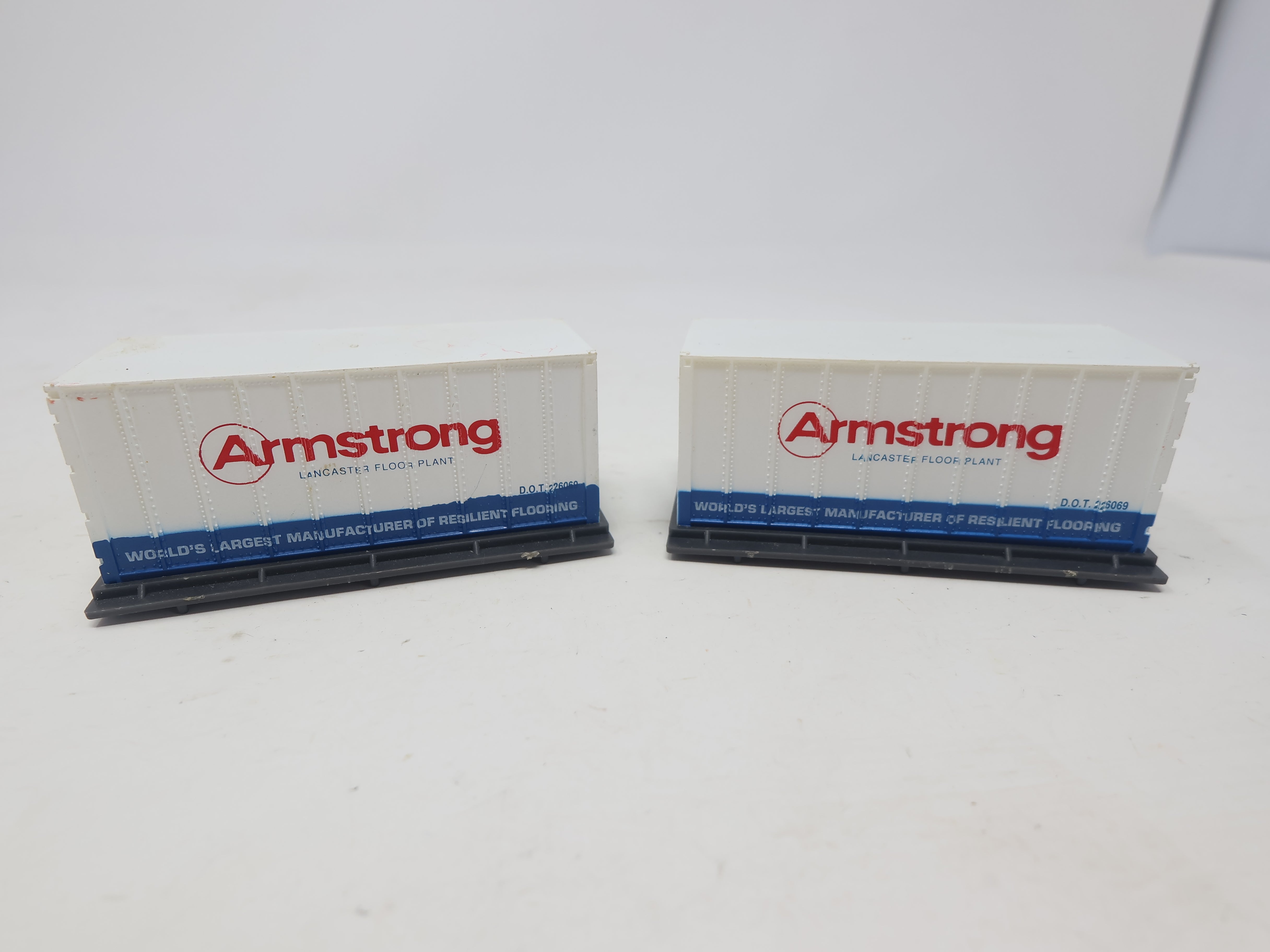 USED HO Scale, Two 20' Container Loads for Flat Car, Amrstrong Flooring