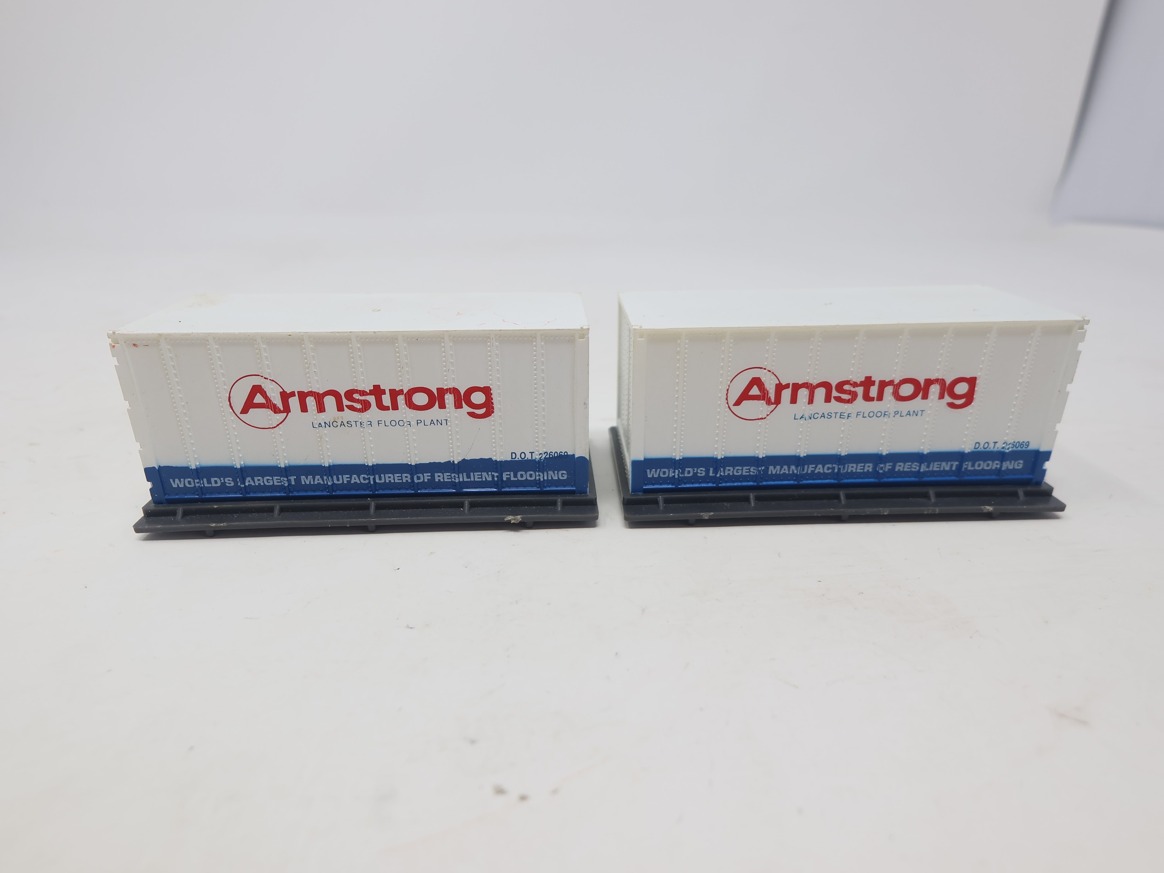 USED HO Scale, Two 20' Container Loads for Flat Car, Amrstrong Flooring