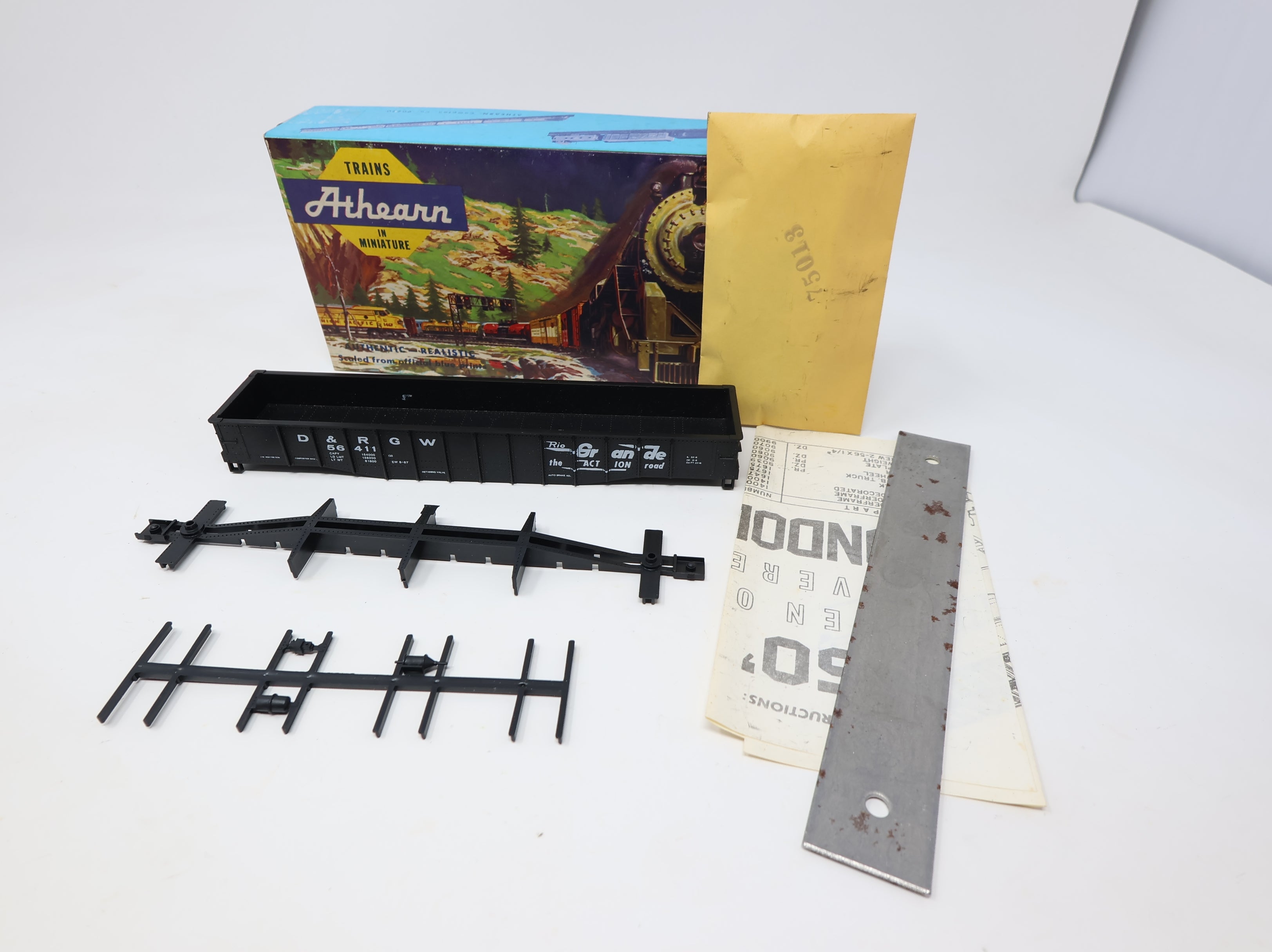 USED Athearn 1967 HO Scale 50' Gondola Rio Grande D&RGW #56411 KIT