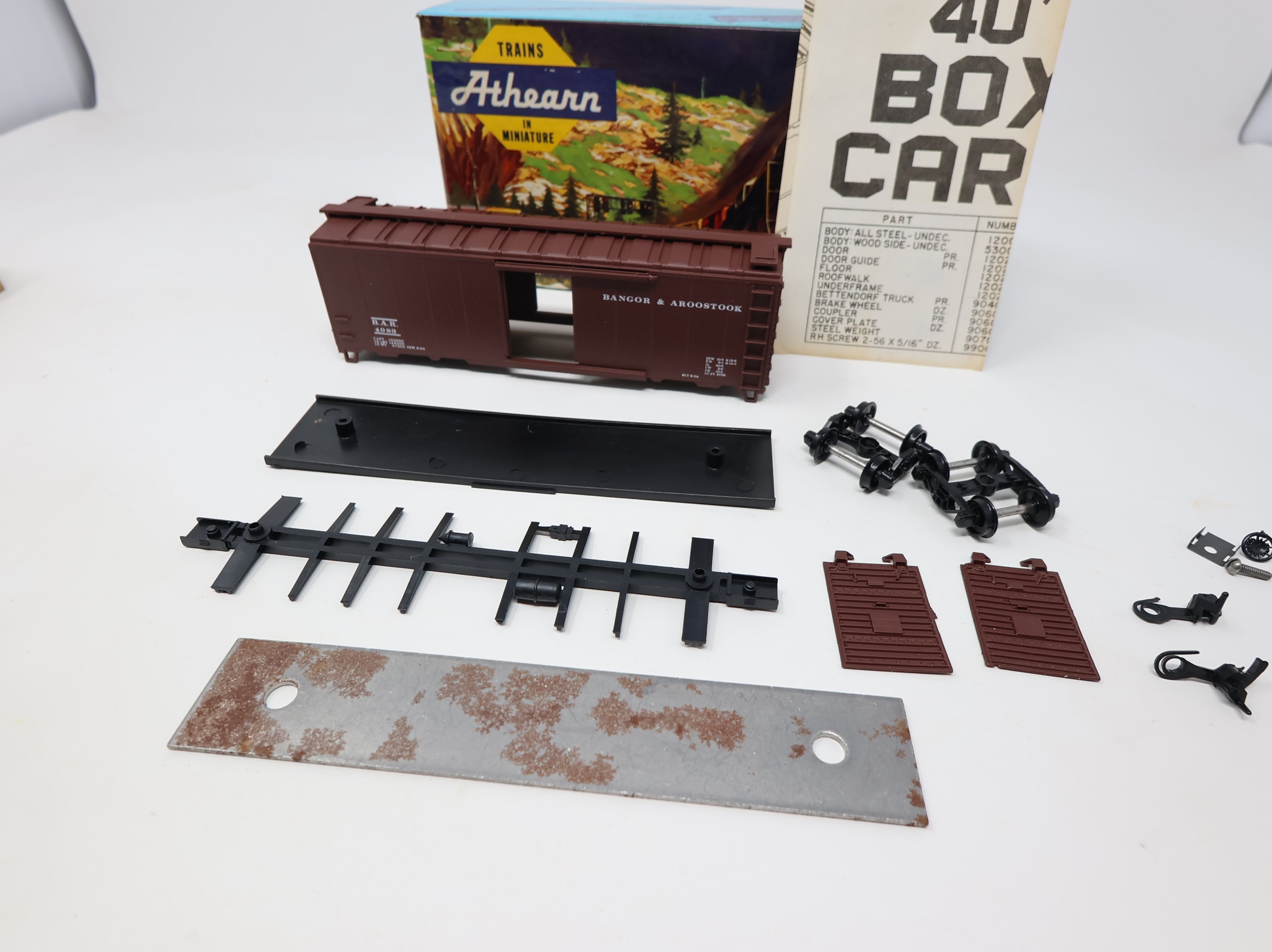 USED Athearn 1050 HO Scale 40' Steel Box Car Bangor & Aroostook BAR #4083 Bev-Bel KIT